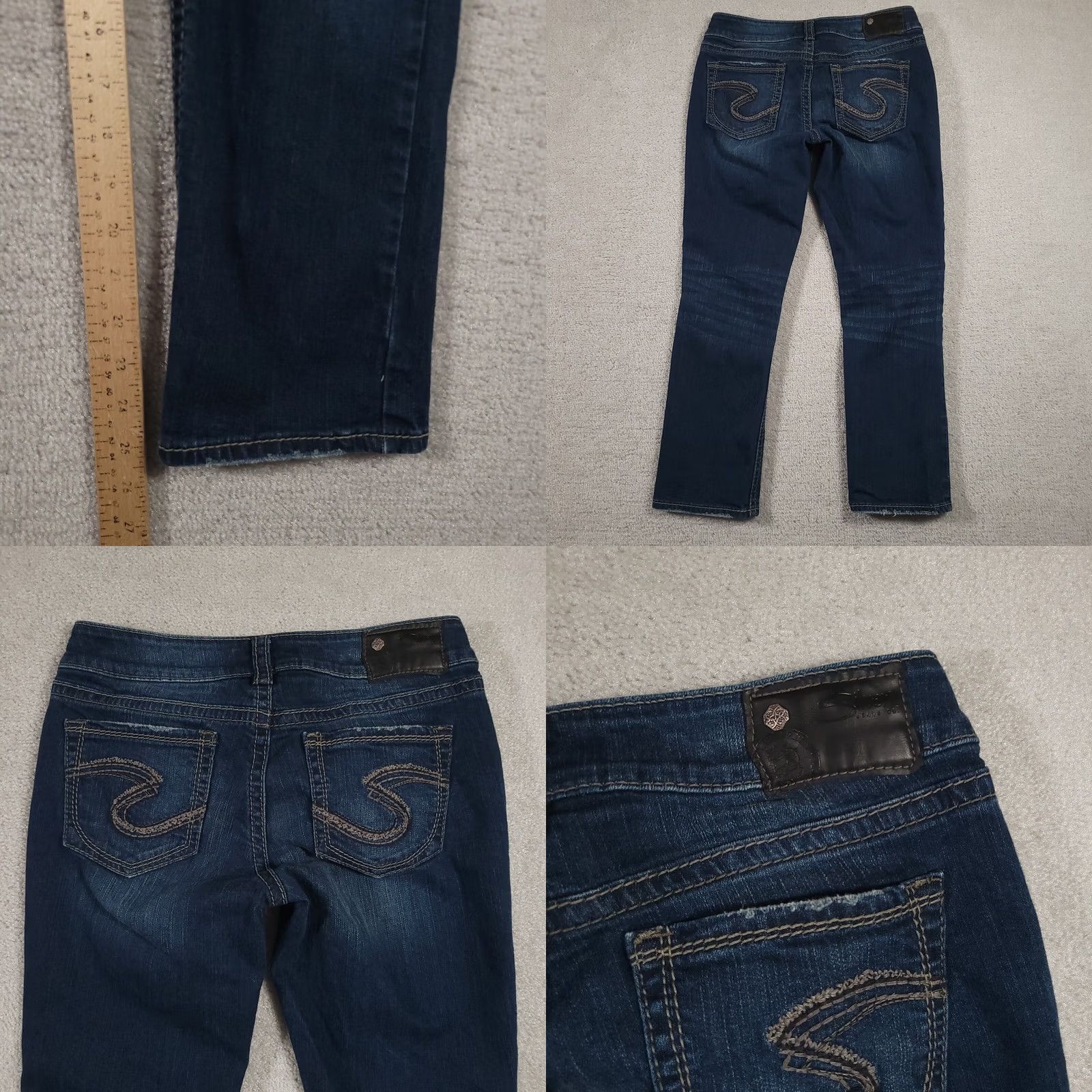 Silver Jeans Co. VINTAGE Silver Jeans Suki Capri Dark Wash Denim Women 28X22.5 30X25.5 5-Pocket Stretch Jeans Womens Capris 25.5 Inseam HM Size 28" / US 6 / IT 42 - 8 Thumbnail