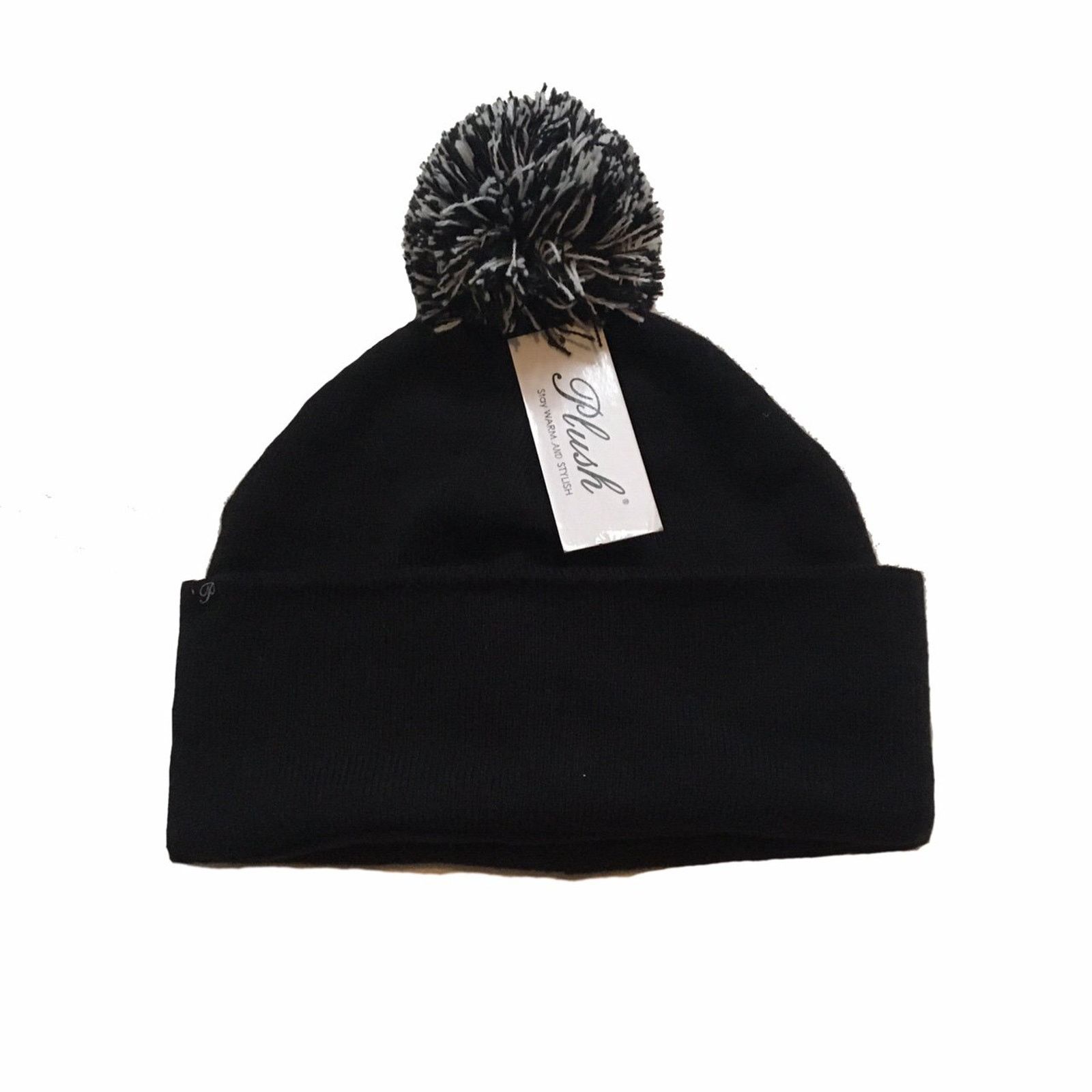 Vintage Plush Apparel bobble beanie hat woollen woolly cap one size Size ONE SIZE - 4 Thumbnail