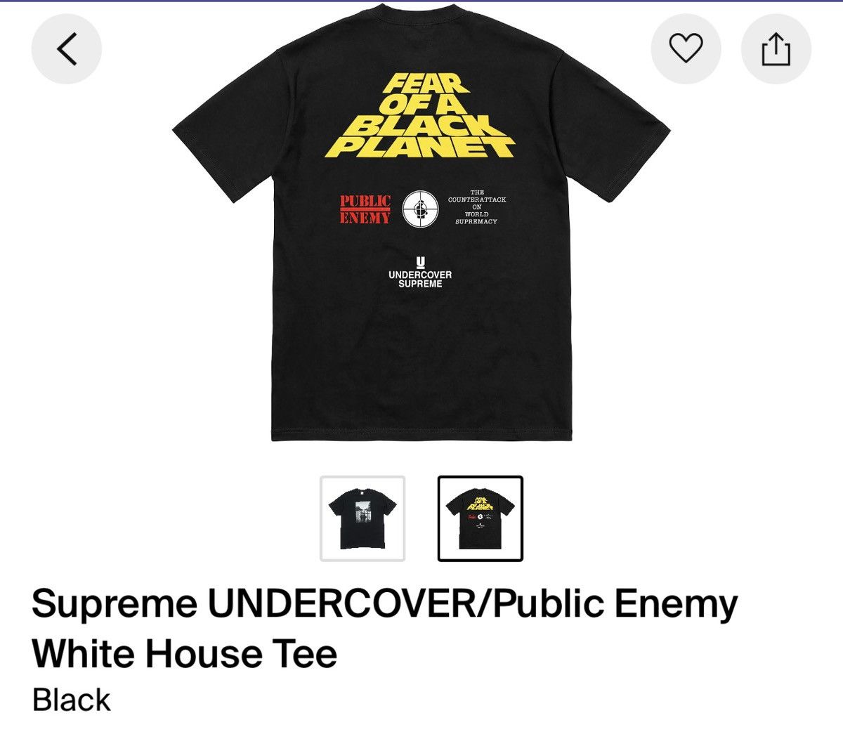 Public Enemy × Supreme × Undercover Supreme undercover public enemy White house tee black xl Size US XL / EU 56 / 4 - 3 Thumbnail