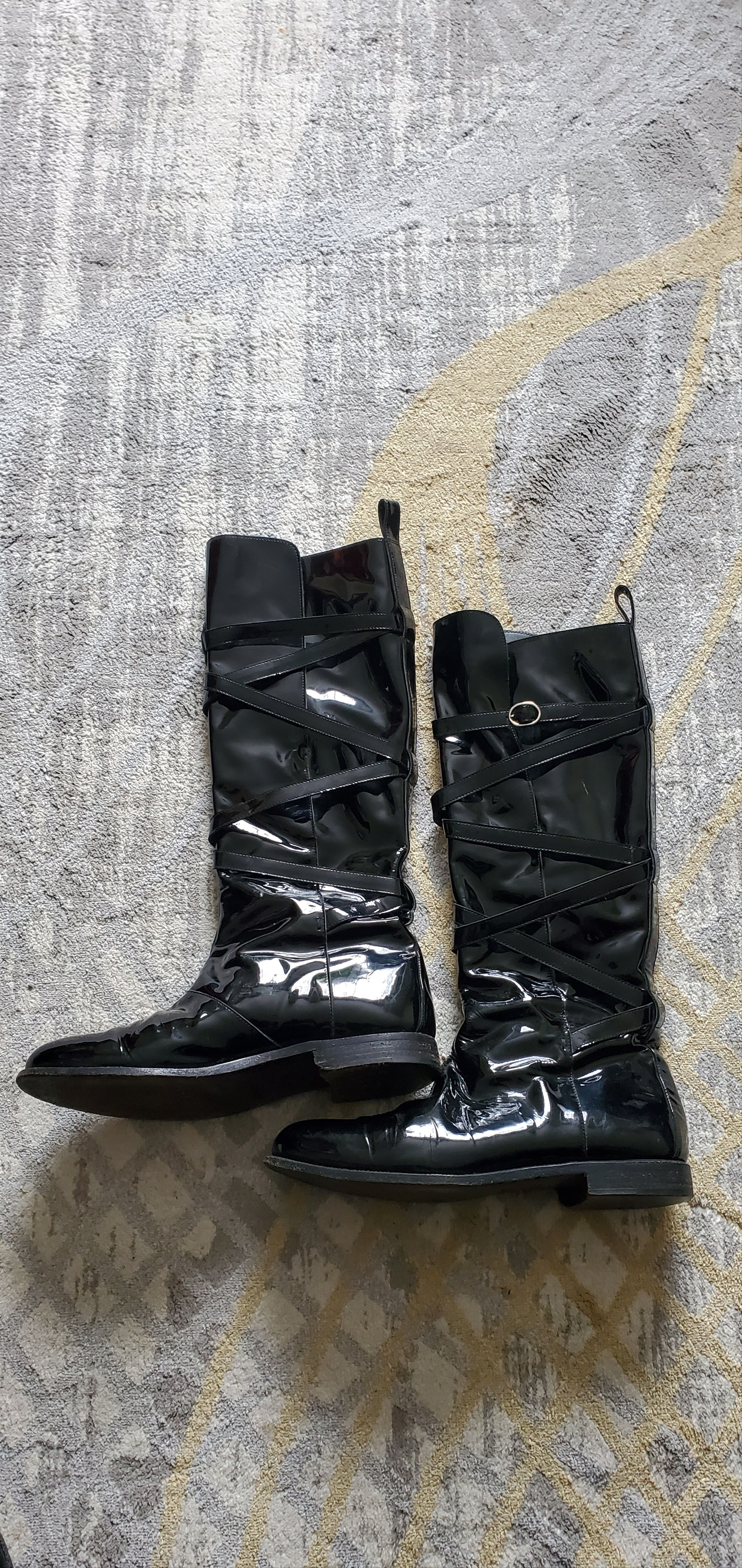 Yves Saint Laurent YSL Patent Leather Knee Boots Size US 6.5 / IT 36.5 - 2 Thumbnail