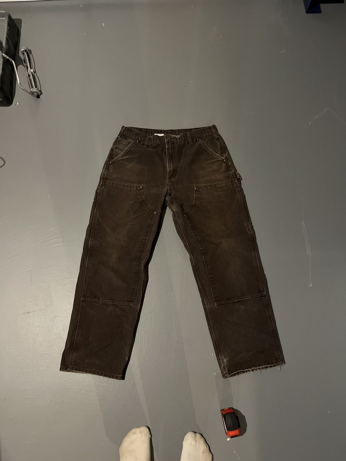 image of Crazy Vintage Carhartt Double Knee Baggy Jeans Faded Brown, Men's (Size 33)