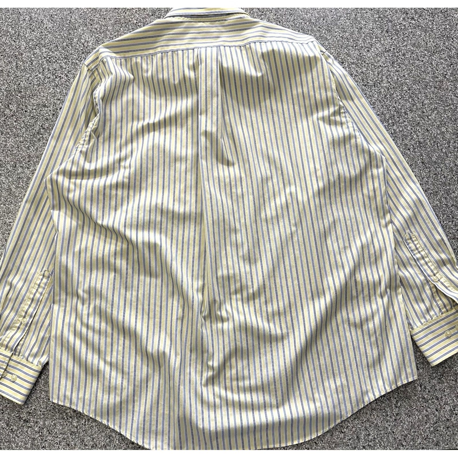 Chaps Chaps Shirt Mens XL Long Sleeve Button-Down Twill Yellow Blue Stripe Size US XL / EU 56 / 4 - 8 Thumbnail