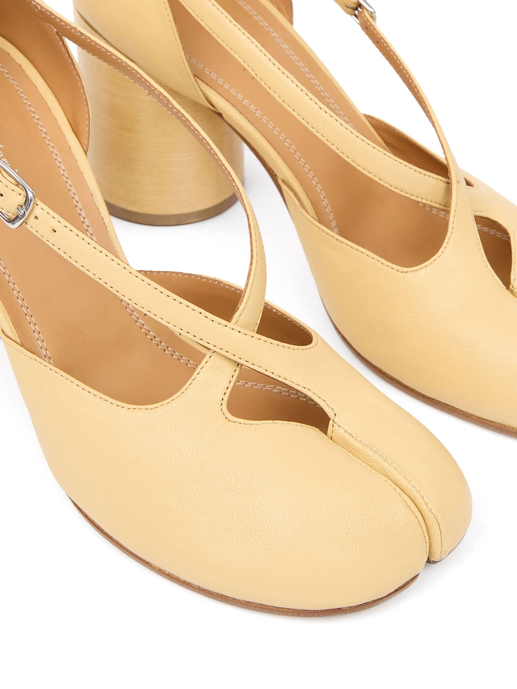 Maison Margiela o1w1db11225 Block Heel Strappy Tabi Toe Pumps in Yellow Size US 6 / IT 36 - 4 Thumbnail