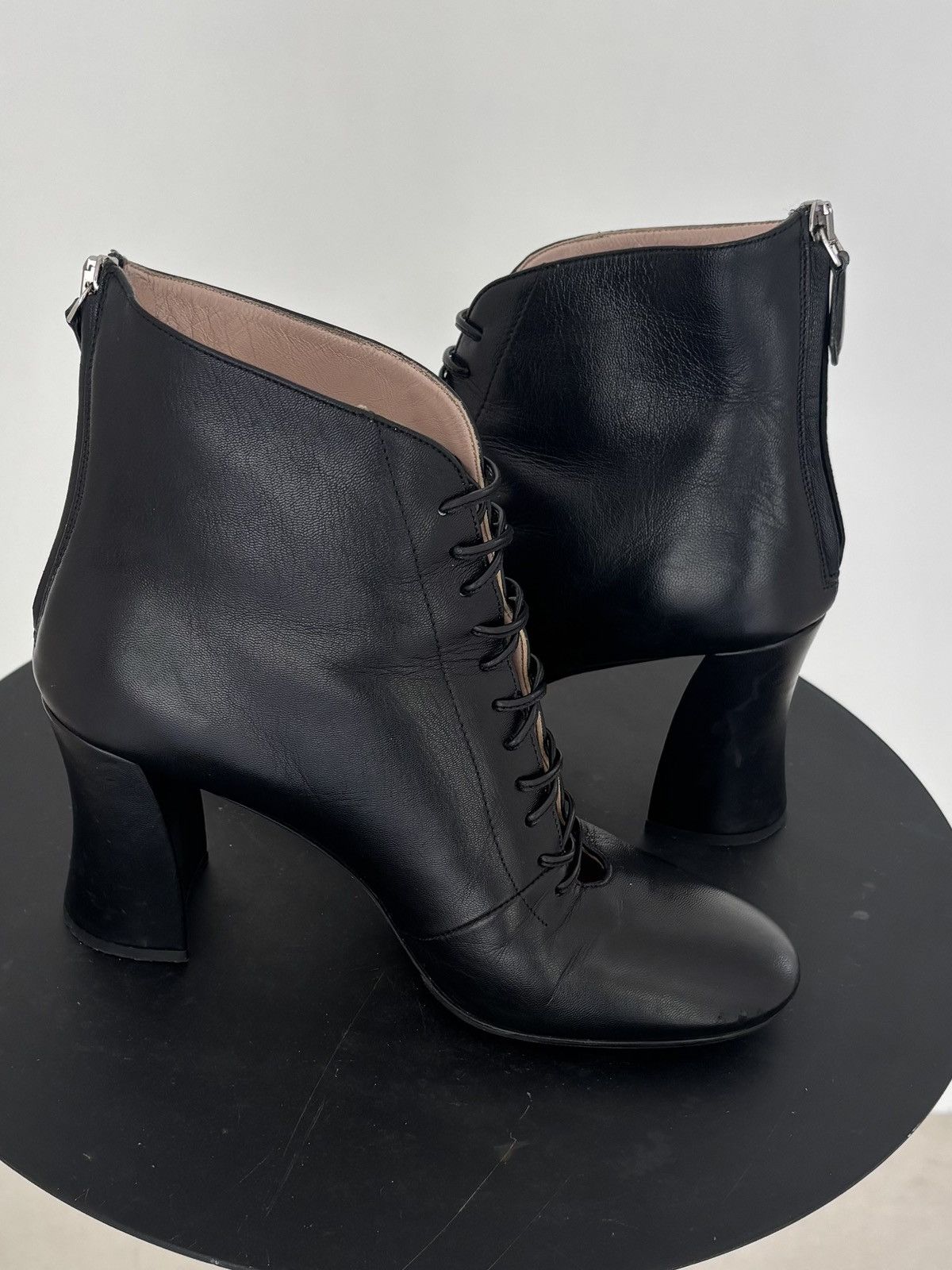Miu Miu Miu Miu Black Leather Lace-Up Ankle Boots Size US 4 / IT 34 - 6 Thumbnail
