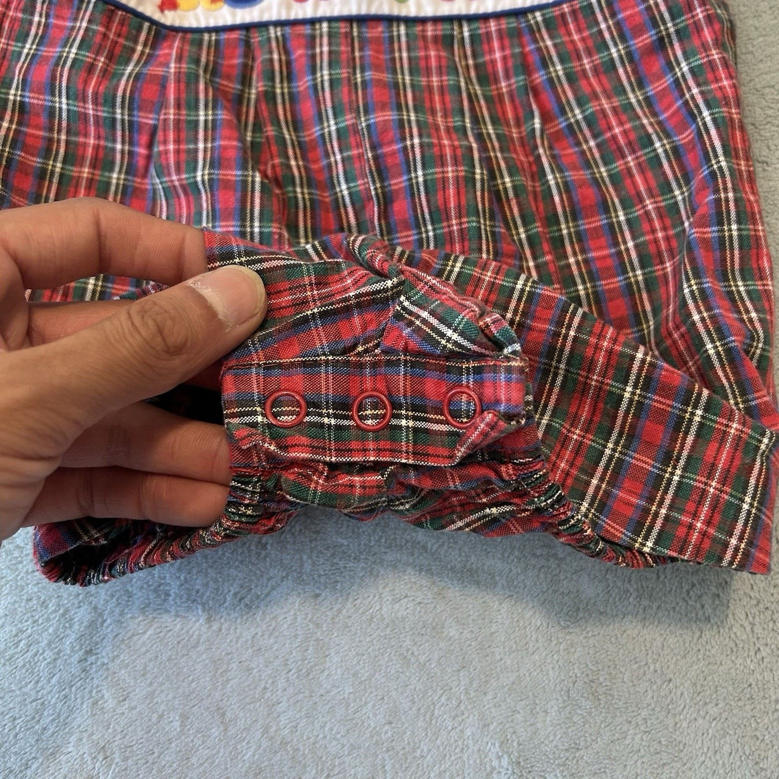 Disney Vintage 90s Plaid Picnic Stripe Romper Baby Toddler 6-9month Size US 26 / EU 42 - 2 Thumbnail