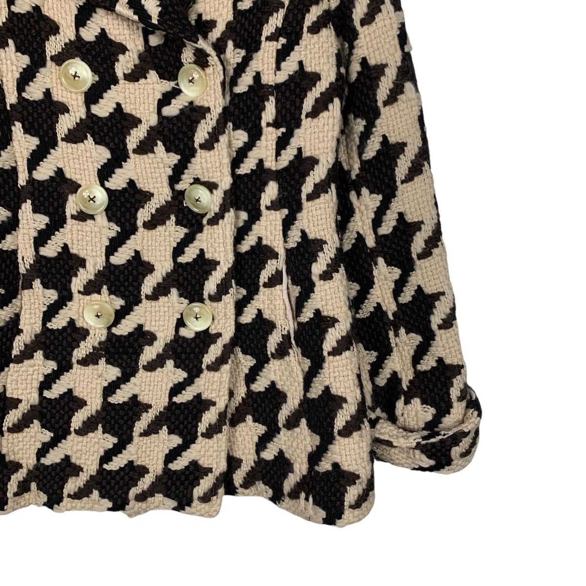 Japanese Brand SCAPA Big Houndstooth Pattern Wool Coat Jacket #2111-C92 Size M / US 6-8 / IT 42-44 - 4 Thumbnail