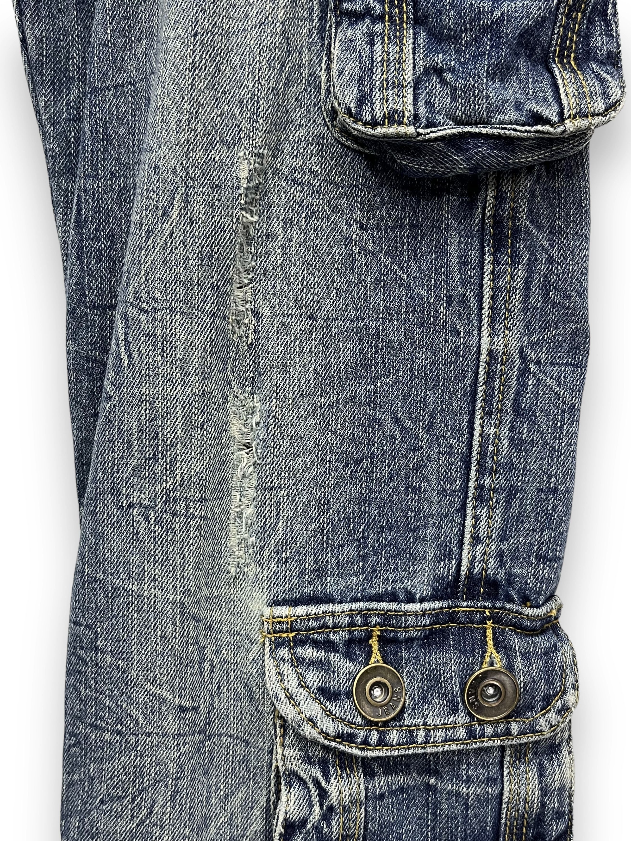 Japanese Brand 🔥FYE🔥Vtg PHILODOX Distressed Denim Punk Multipocket FLARE Size US 30 / EU 46 - 9 Thumbnail