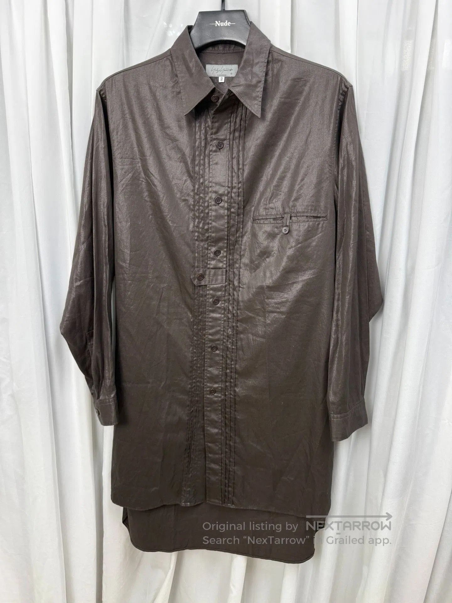 Yohji Yamamoto Yohji Yamamoto Pour Homme Coated Waxed Crinkled Shirt. Size US M / EU 48-50 / 2 - 1 Thumbnail