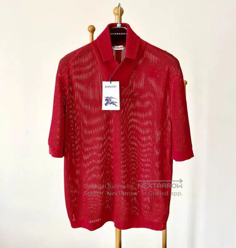 Burberry Red Short Sleeve Polo Shirt.