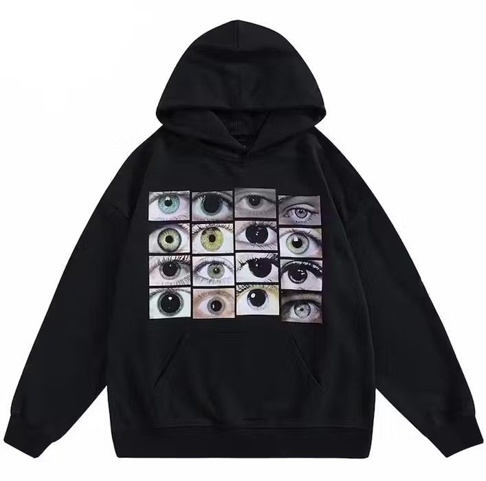 Japanese Brand × Vintage Drug Eyes Black Hoodie Sweatshirt Pullover Jersey Jumper Size US M / EU 48-50 / 2 - 1 Thumbnail