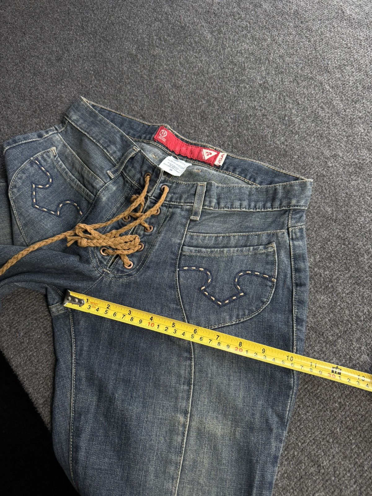 Guess Archive Y2K Guess Western USA Retro 00s Lace Up Denim Jeans Size 28" / US 6 / IT 42 - 23 Thumbnail