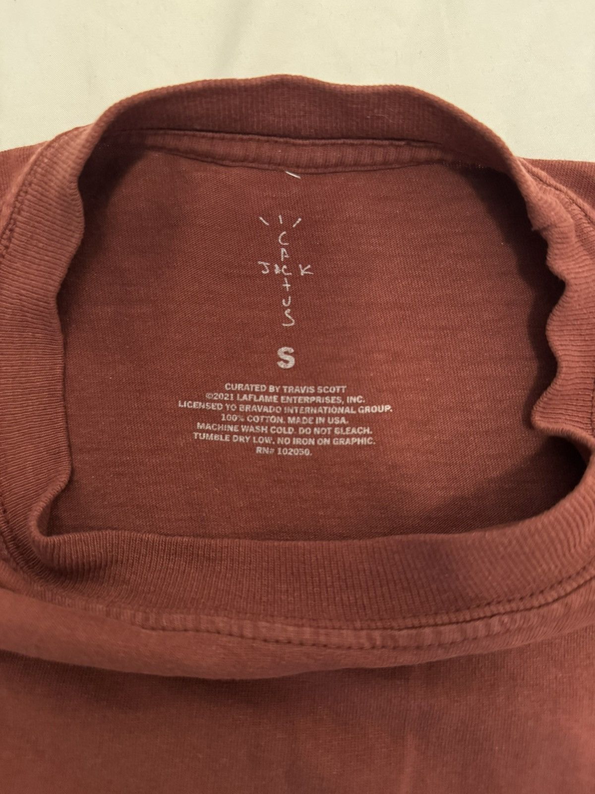 Travis Scott TRAVIS SCOTT ROLLING LOUD 2021 Burgundy Long Sleeve. Size US S / EU 44-46 / 1 - 3 Thumbnail