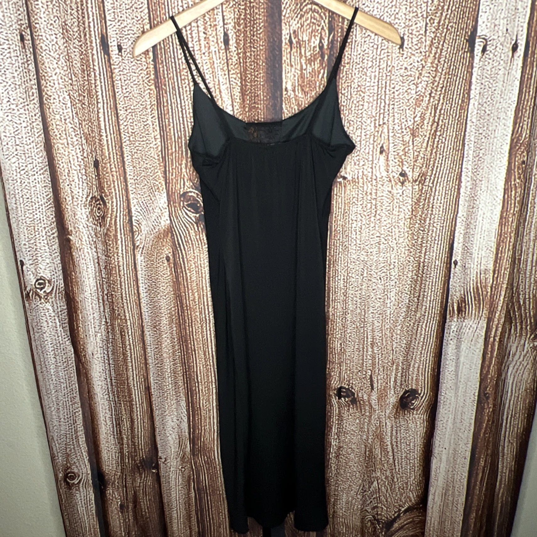 Vintage Y2K Vintage Charlotte Russe Black Lace Trim Ribbed Slip Midi Dress Women's Small Size S / US 4 / IT 40 - 4 Thumbnail