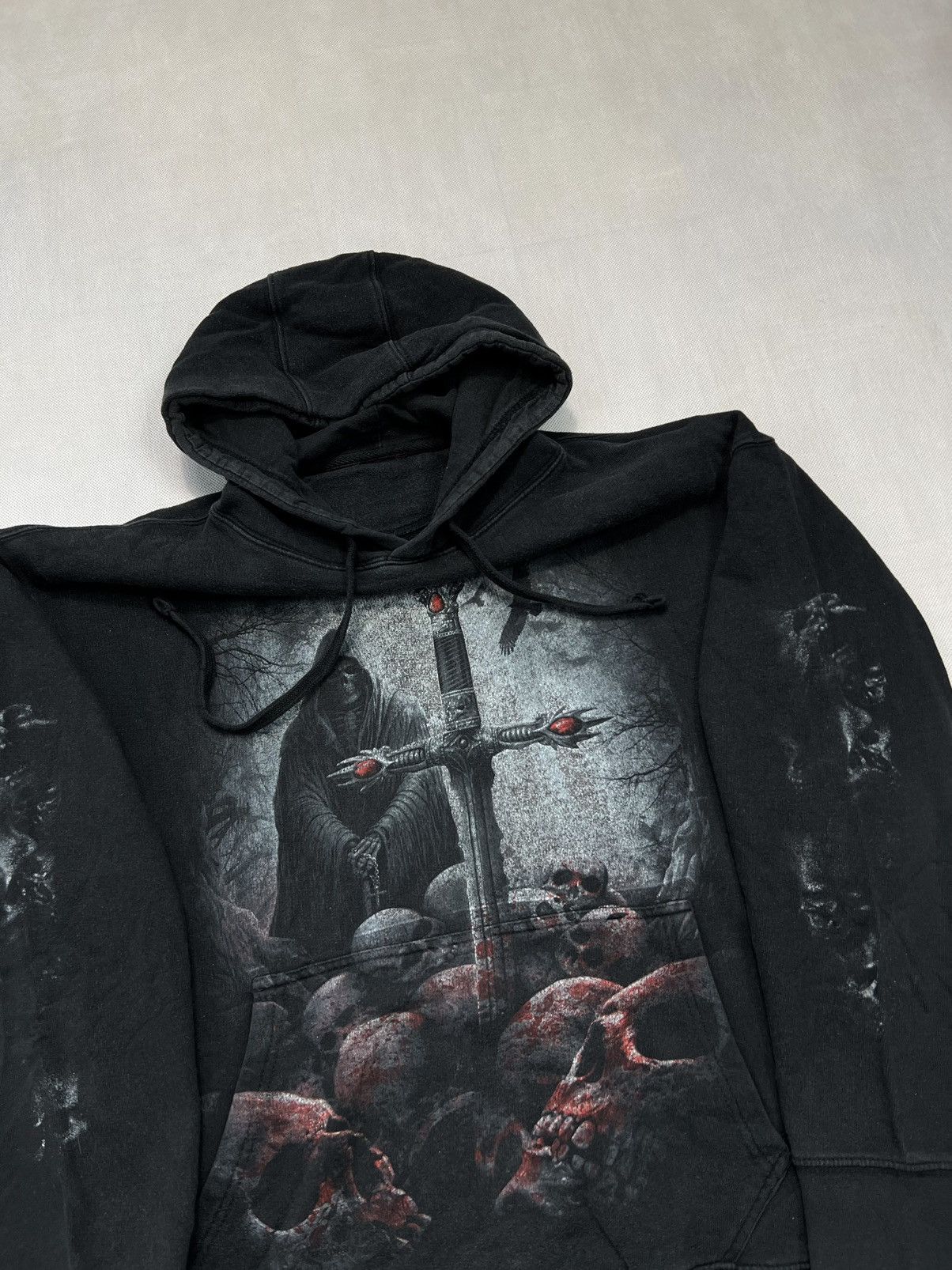 Japanese Brand × Vintage Hoodie Opium Skull Cross Demon Vintage Rare Size US L / EU 52-54 / 3 - 4 Thumbnail