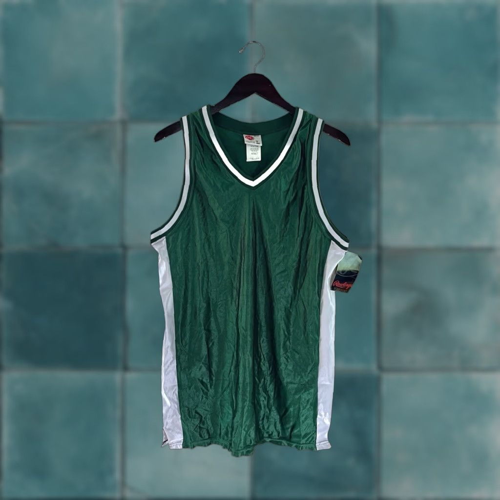 Vintage VINTAGE Rawlings Jersey Shirt Mens 90s Tank NOS NWT Green 34" Long 22" Across Made in USA Basketball Daisy? Size US L / EU 52-54 / 3 - 1 Thumbnail