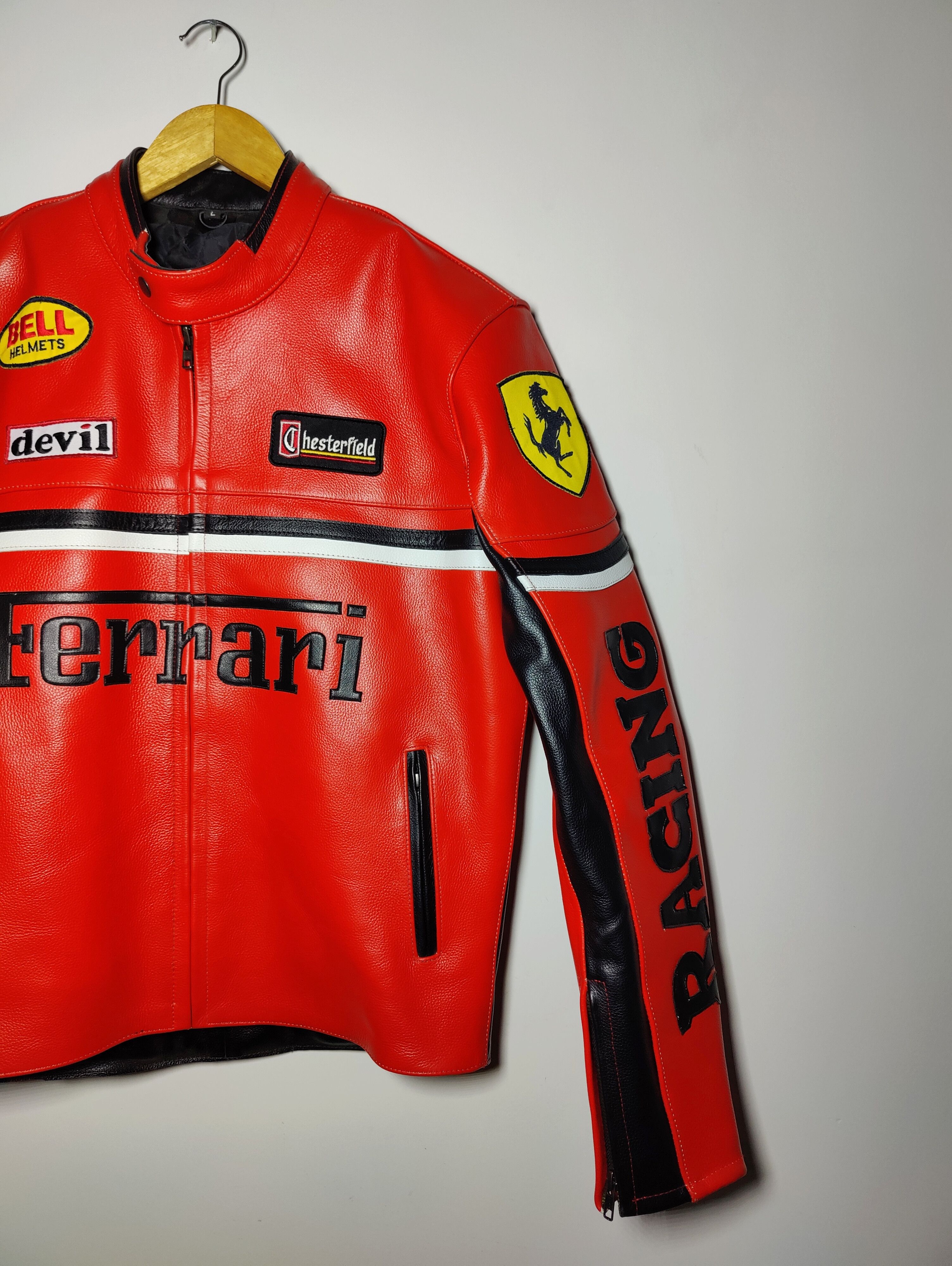 Formula 1 Ferrari 90s Racing Leather Jacket Streetwear Size US L / EU 52-54 / 3 - 8 Thumbnail