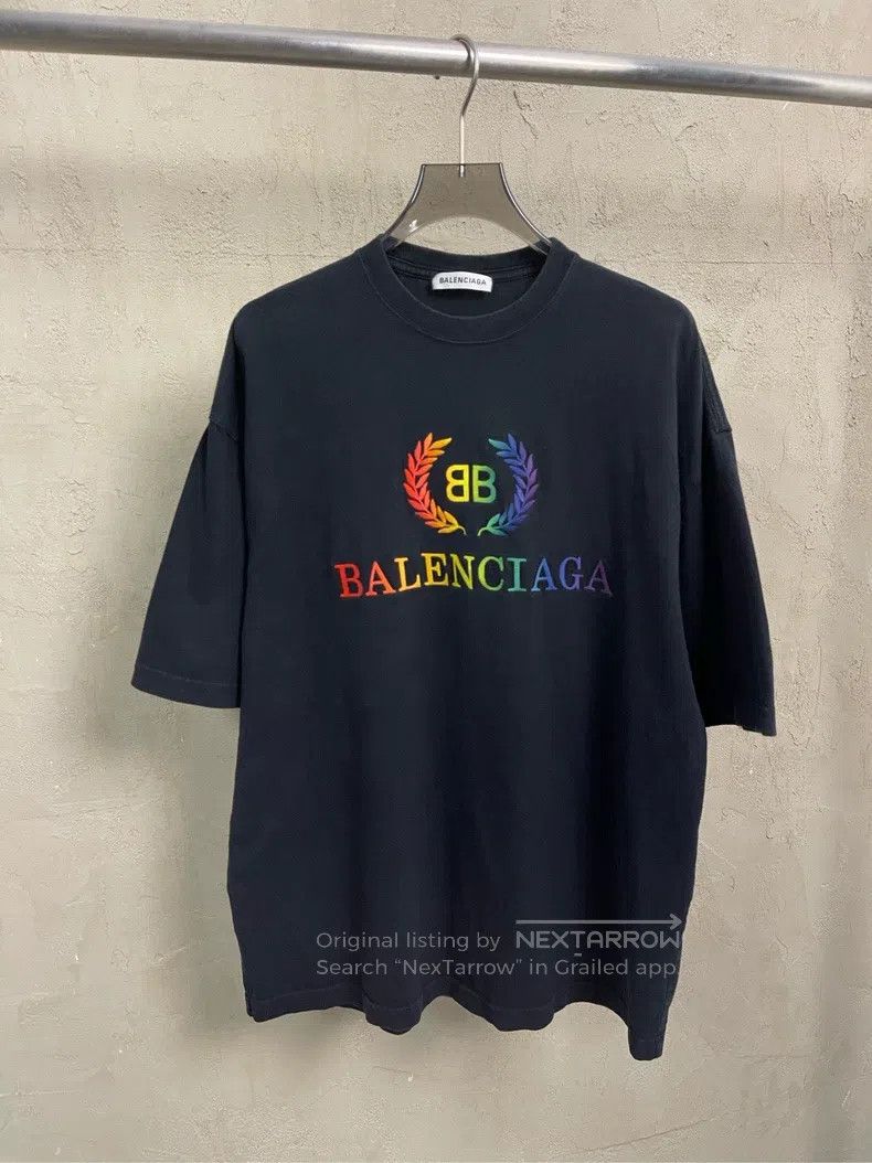 Balenciaga Balenciaga Black Embroidered Colorful Double B Logo Wheat Size US S / EU 44-46 / 1 - 1 Thumbnail