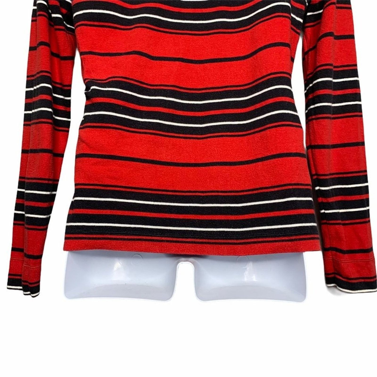 Tommy Hilfiger Tommy Hilfiger Red Black Stripe Black Rib Collar 1/4 Zip XL Size US XL / EU 56 / 4 - 7 Thumbnail