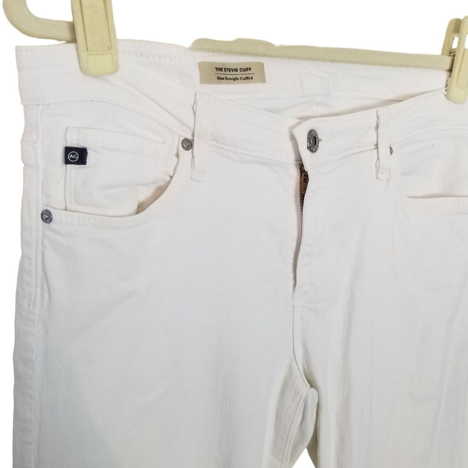 AG Adriano Goldschmied AG Adriano Goldschmied Womens 28 White Denim Stevie Slim Size 29" - 4 Thumbnail