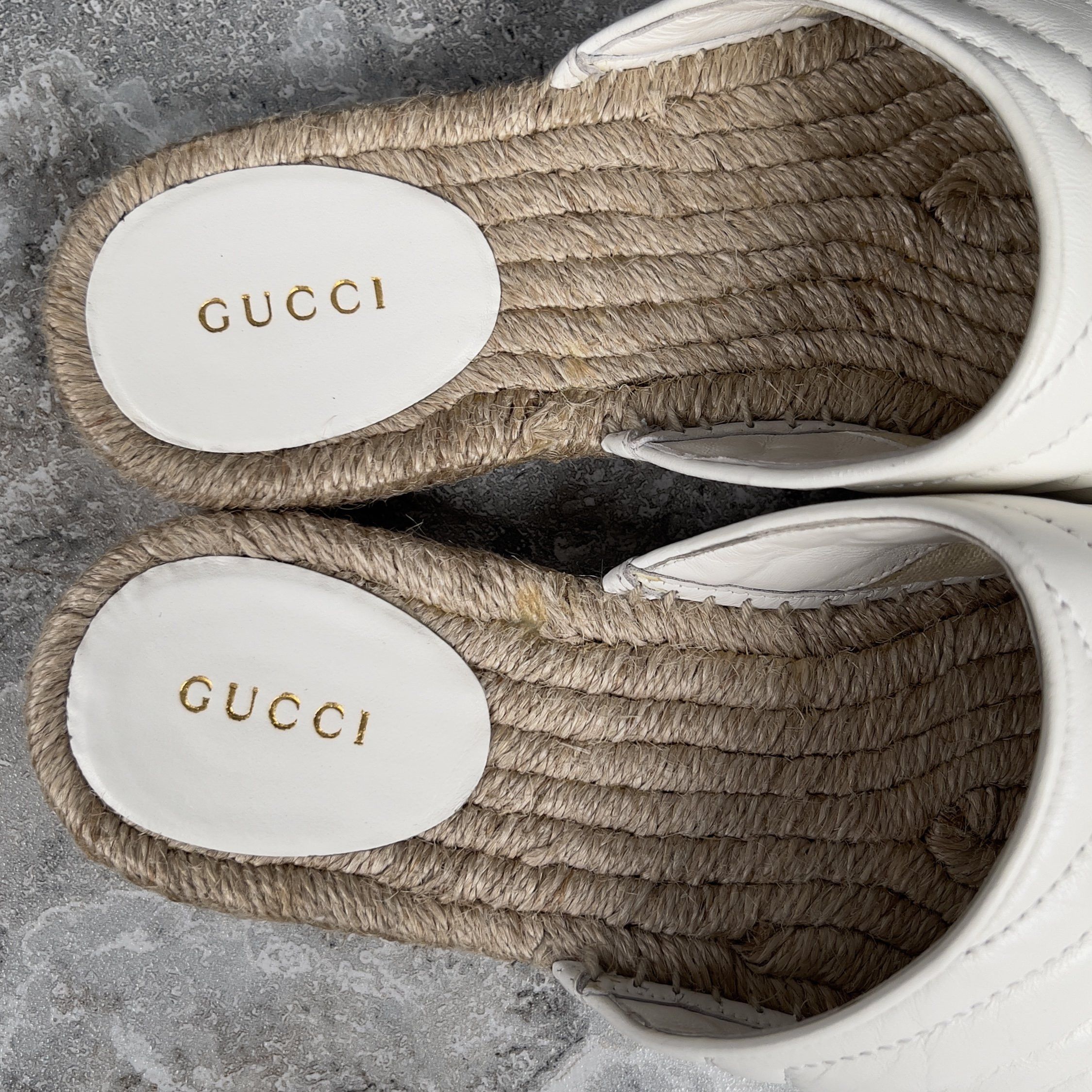 Gucci Marmont GG Platform Espadrille Mule White Leather Size US 9 / IT 39 - 11 Thumbnail