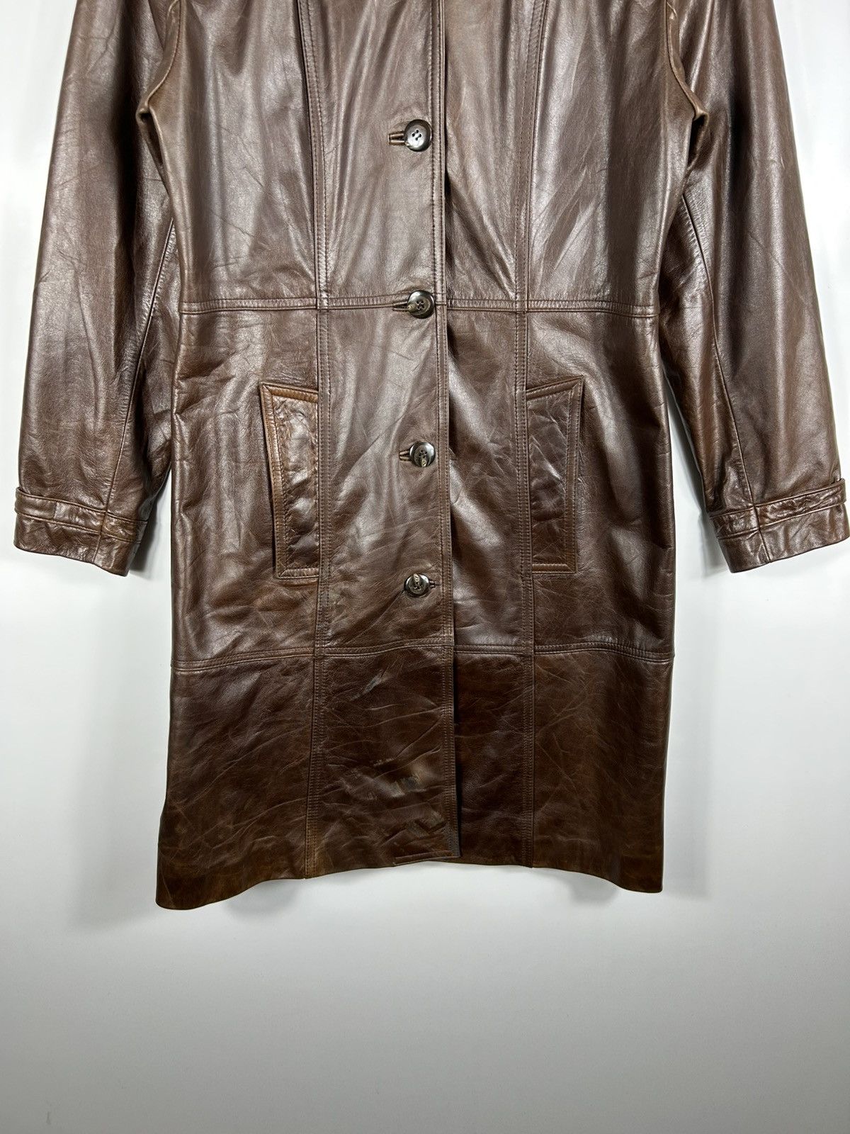 Japanese Brand × Vintage ⚡️Vintage Jha-Jha Club Button Leather Long Coat Jacket Size S / US 4 / IT 40 - 5 Thumbnail