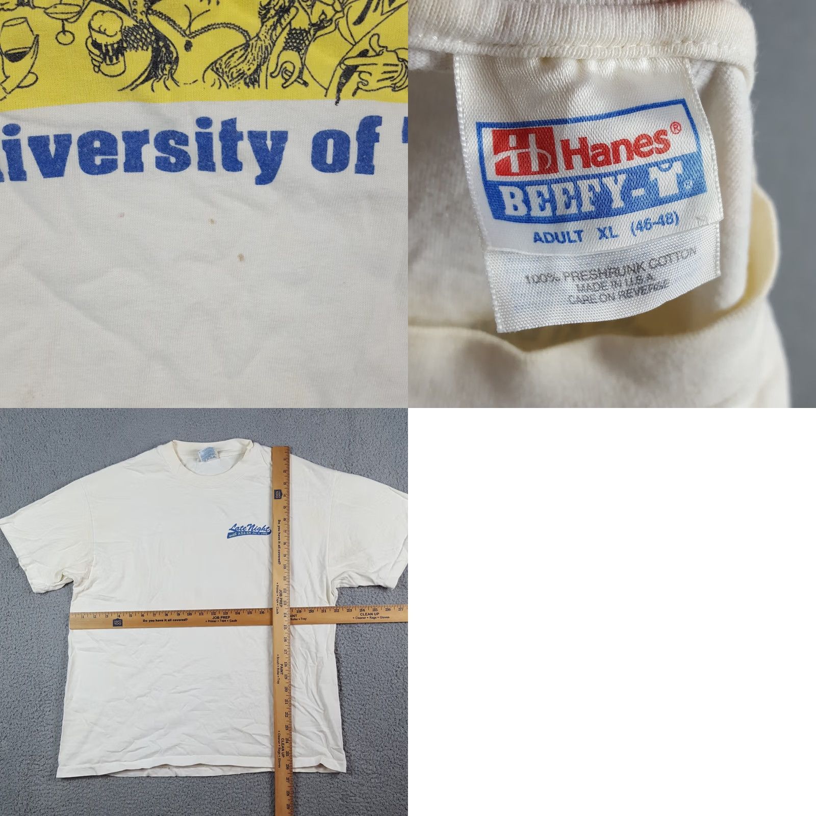 Hanes Vintage Hanes University Of Tennessee Vols T Shirt XL White 90s Comedy Club College TN Tee Mens Size US XL / EU 56 / 4 - 8 Thumbnail