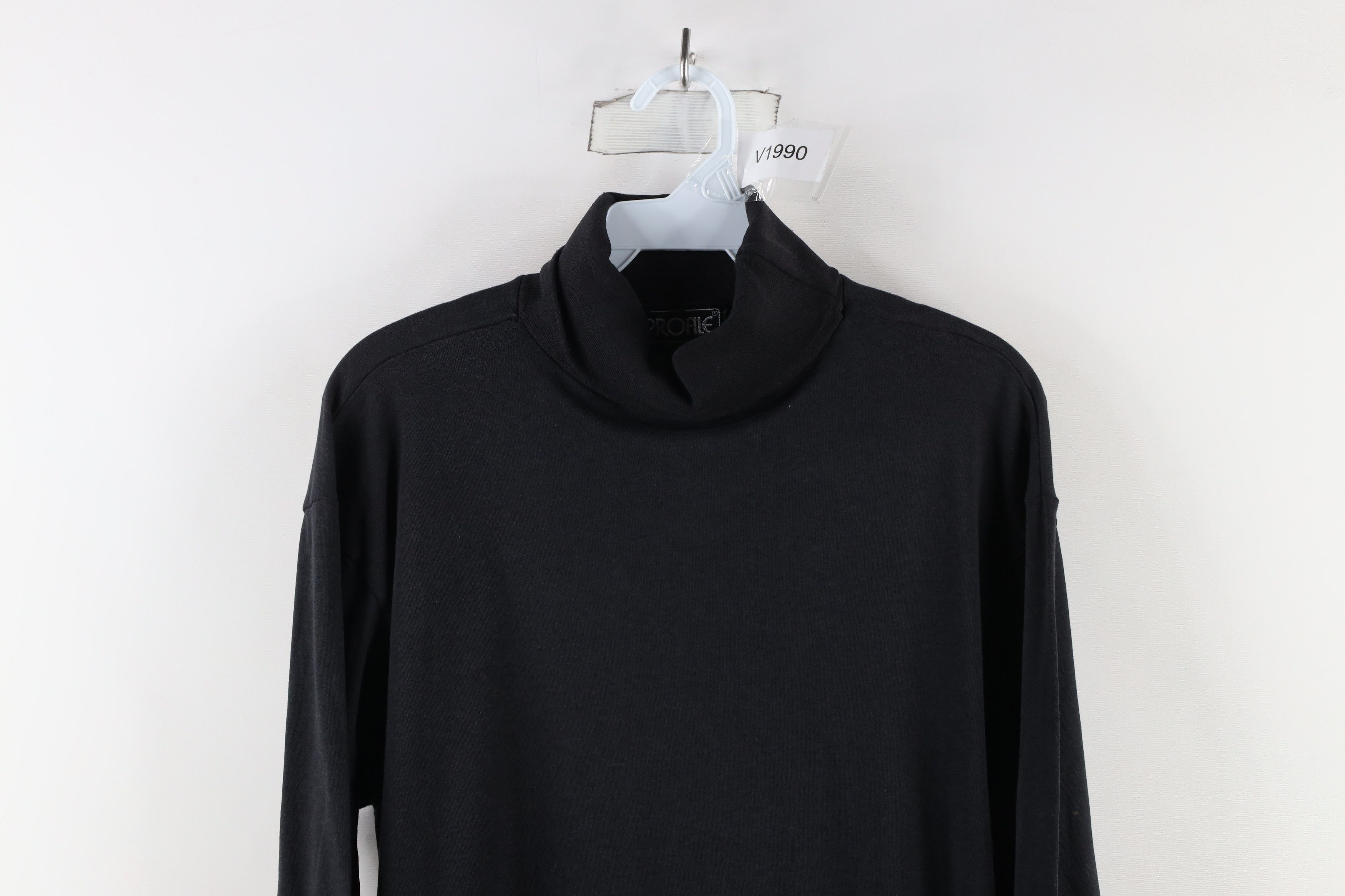 Vintage Vintage 90s Streetwear Blank Turtleneck T-Shirt Black USA Size US L / EU 52-54 / 3 - 2 Thumbnail