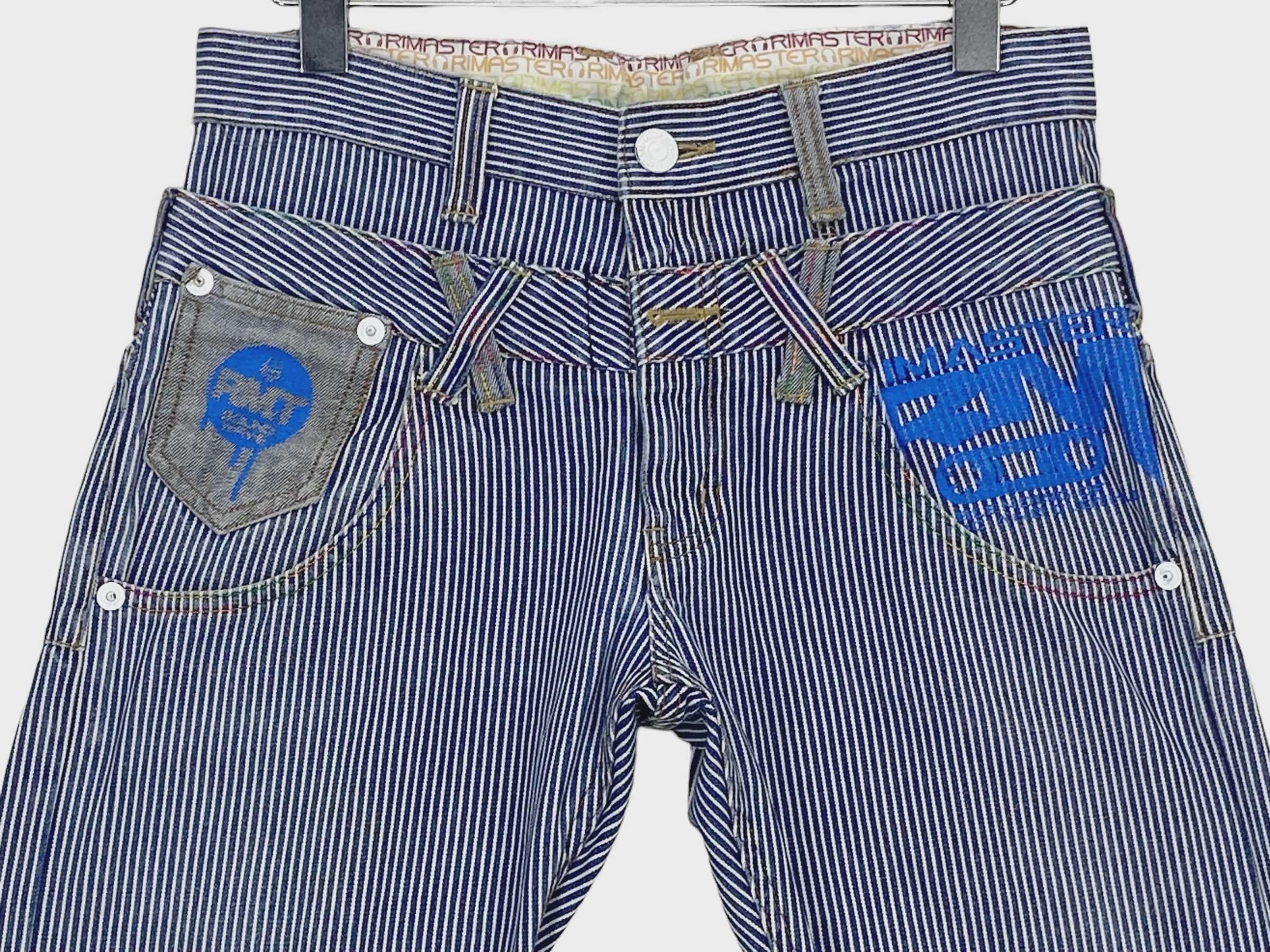 Japanese Brand RMT Double Waist Jeans Japanese Hickory Stripes Skateboard Size US 31 - 3 Thumbnail