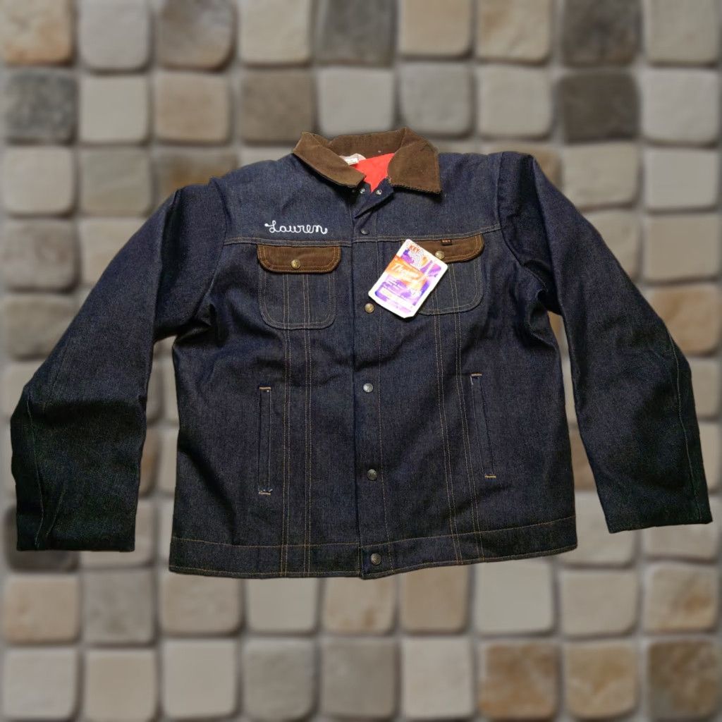 Imperial VINTAGE Key Imperial 46L Denim Trucker Jacket Blue Red Quilt Lined Work Wear XL Jacket Mens Size US 36 / EU 52 - 1 Thumbnail