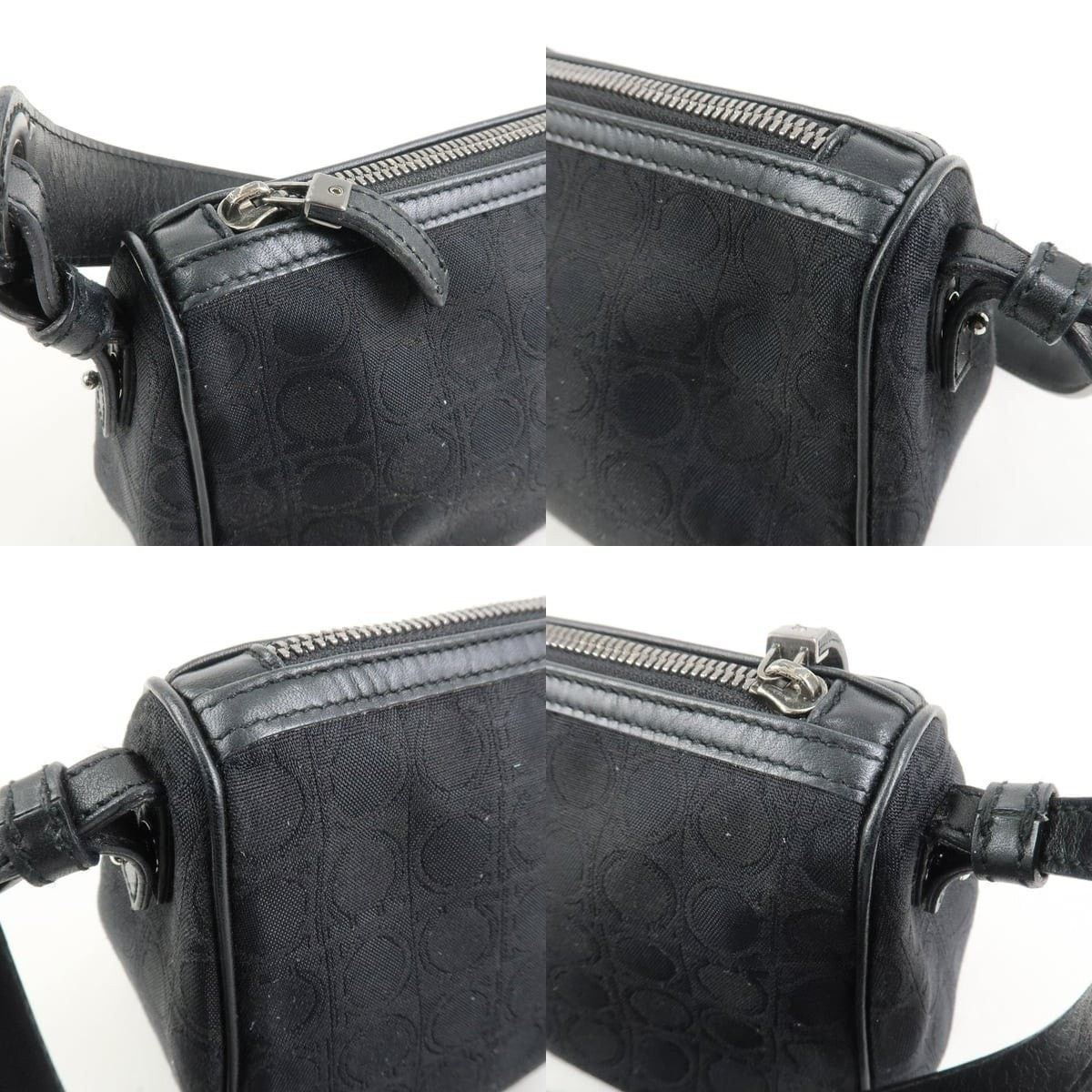 Salvatore Ferragamo Ferragamo Gancini Canvas Shoulder Bag Black Size ONE SIZE - 6 Thumbnail