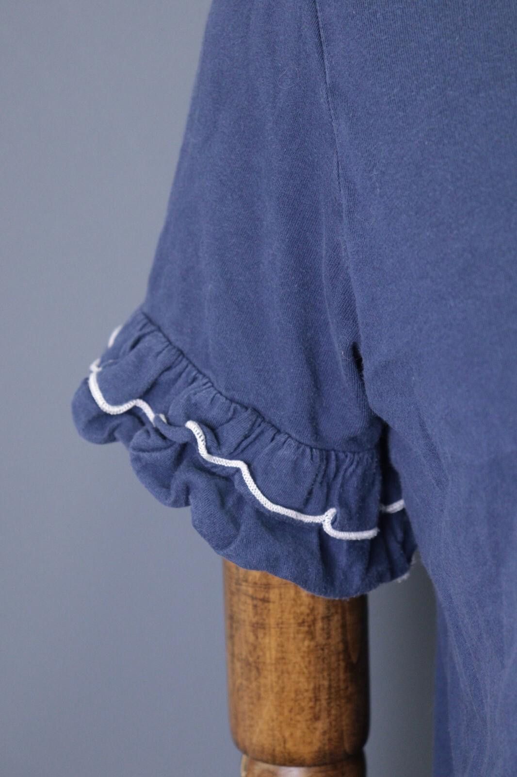 Designer Sezane Blue V-Neck Short Sleeve Top Blouse Shirt Size S Size S / US 4 / IT 40 - 6 Thumbnail