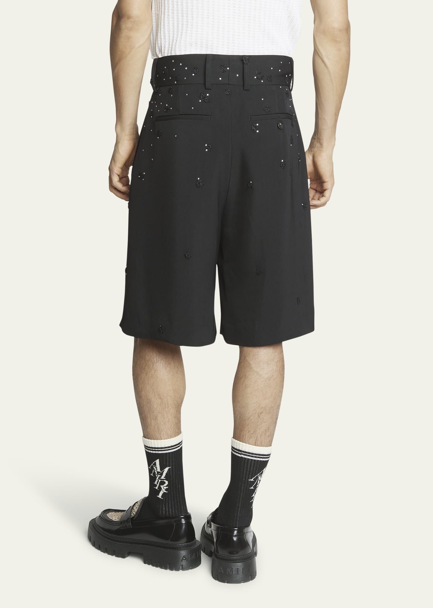 Amiri o1s1wg110425 Beaded Floral Skater Shorts in Black Size US 30 / EU 46 - 3 Thumbnail