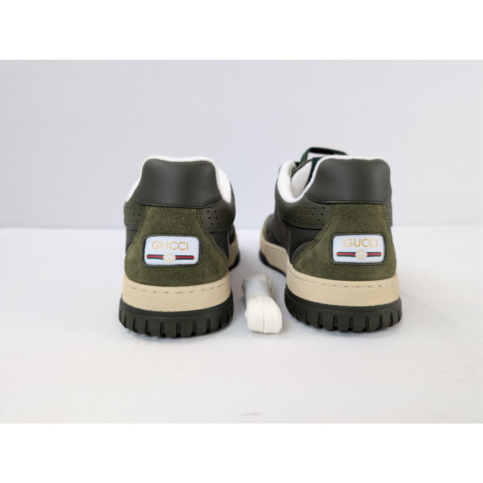 Gucci o1rshd1 GG Supreme fabric and suede Re-Web sneaker in green Size US 9 / EU 42 - 11 Thumbnail