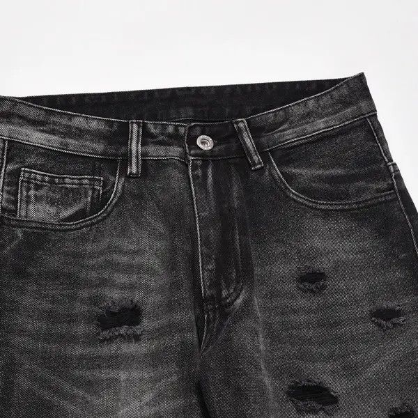 VIBE Ripped Jeans Men Black Streetwear Y2k Denim Pants Size US 34 / EU 50 - 6 Thumbnail