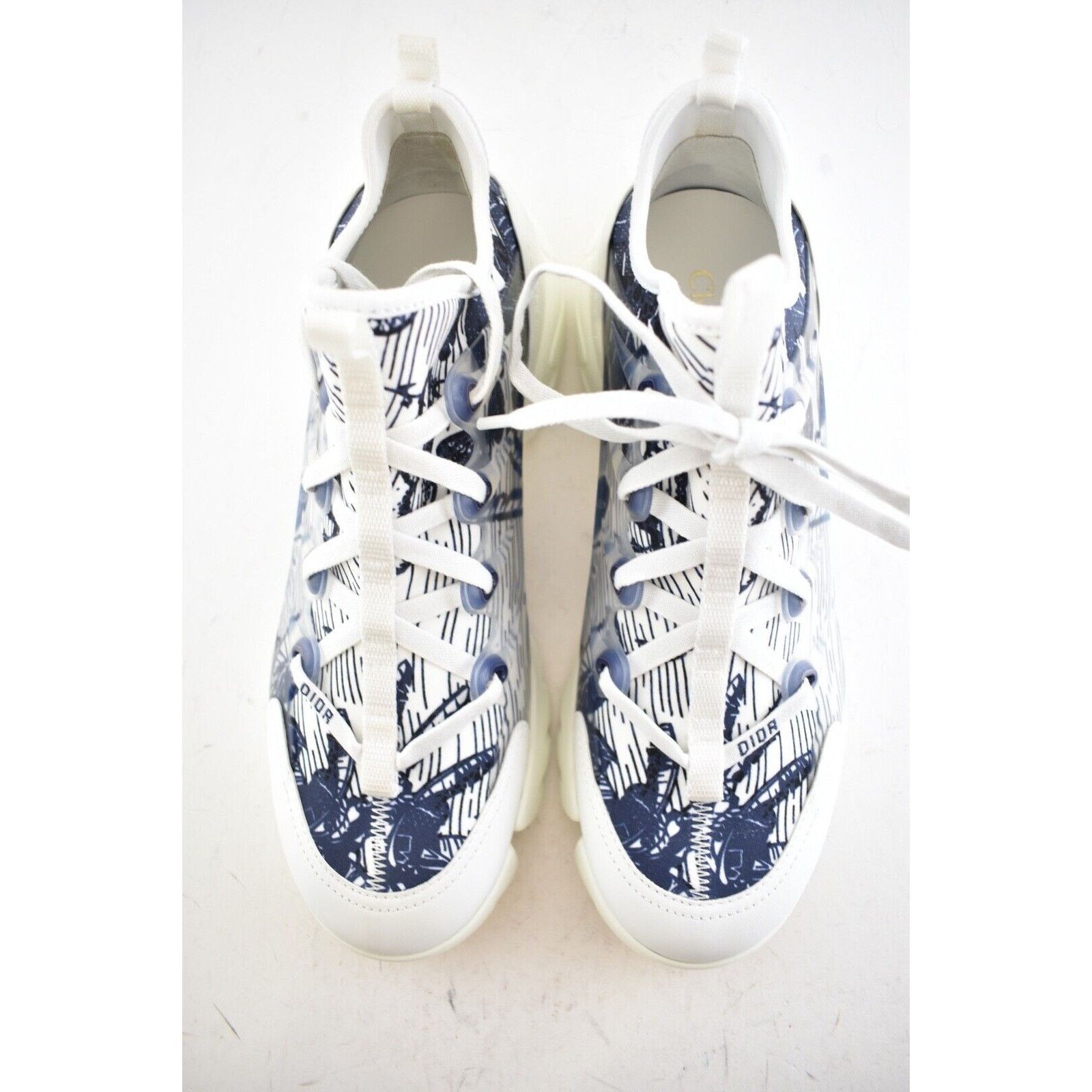 Dior Dior D-Connect Blue White Lace Up Flat Trainer Sneaker 40.5 Size US 10.5 / IT 40.5 - 5 Thumbnail
