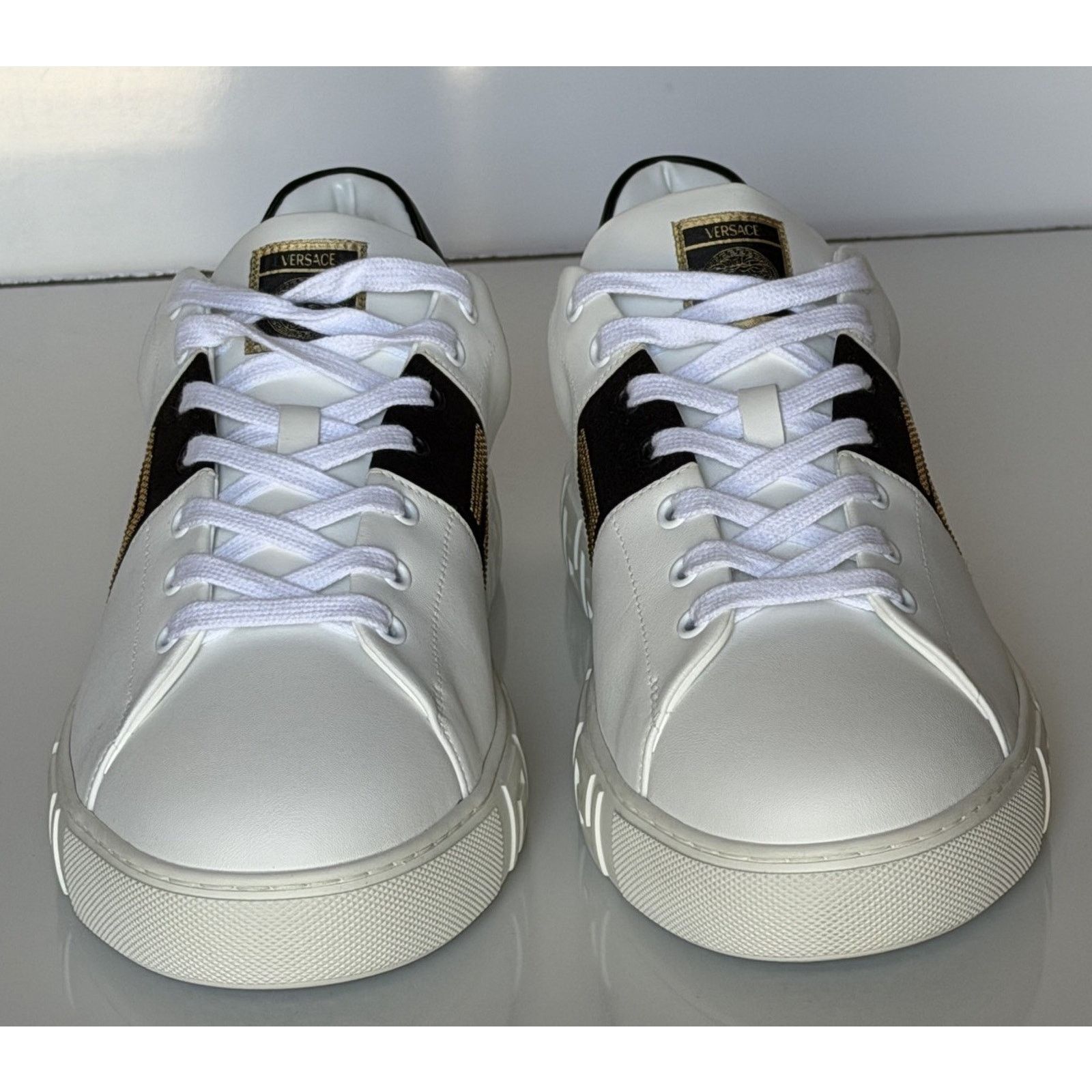 Versace Versace Greek key White/Black Leather Sneakers 13 US 1014460 Size US 13 / EU 46 - 9 Thumbnail