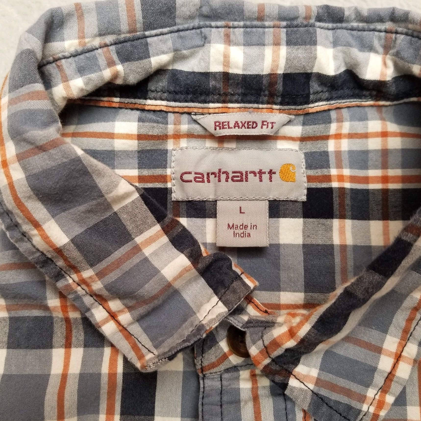 Carhartt Carhartt Shirt Mens L Blue Plaid 100% Cotton Short Sleeve Button-Up Casual Size US L / EU 52-54 / 3 - 3 Thumbnail