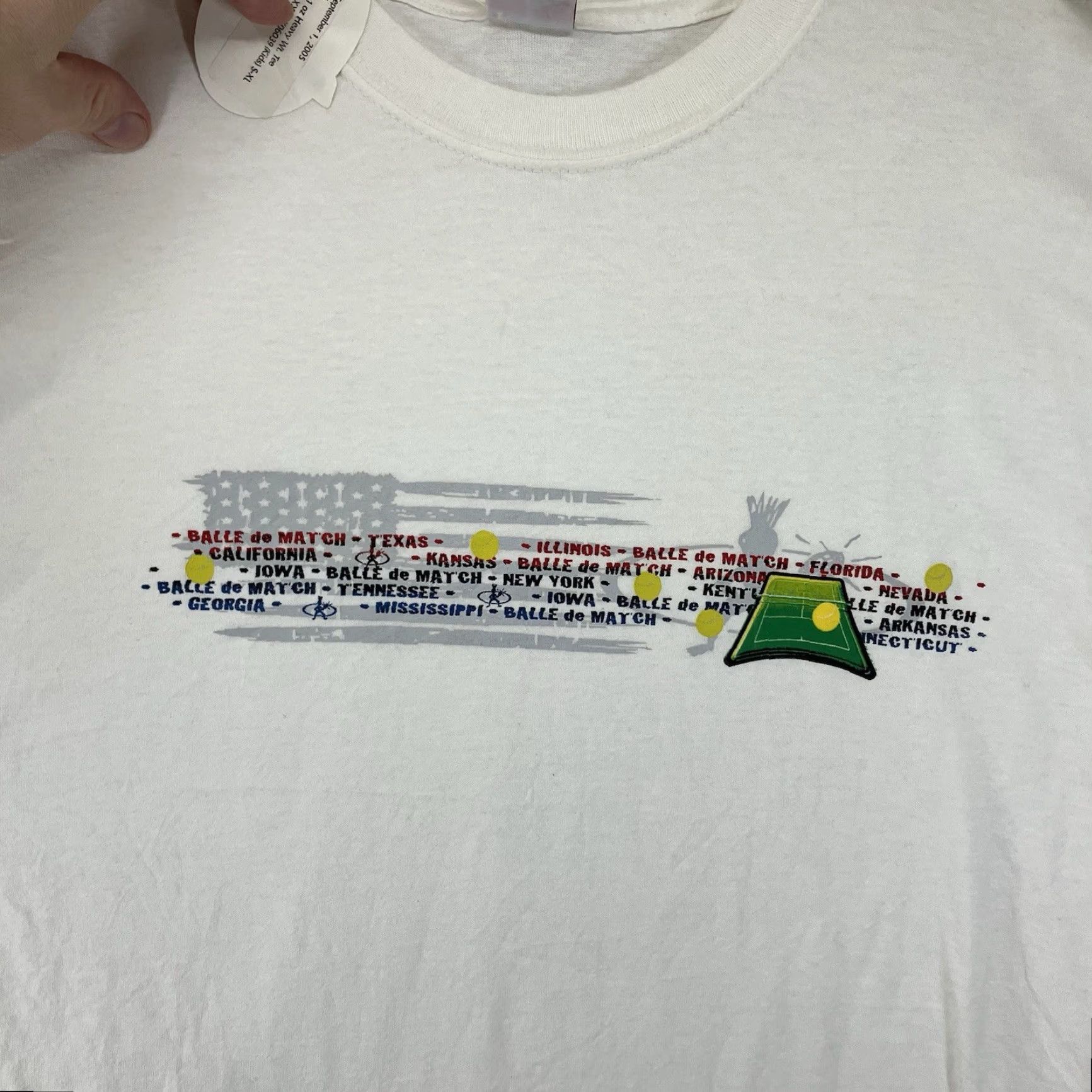 Vintage VINTAGE Balle de Match Tennis T-Shirt Medium Double-Sided 2004 Graphic Print White USA Mens Size US M / EU 48-50 / 2 - 2 Thumbnail