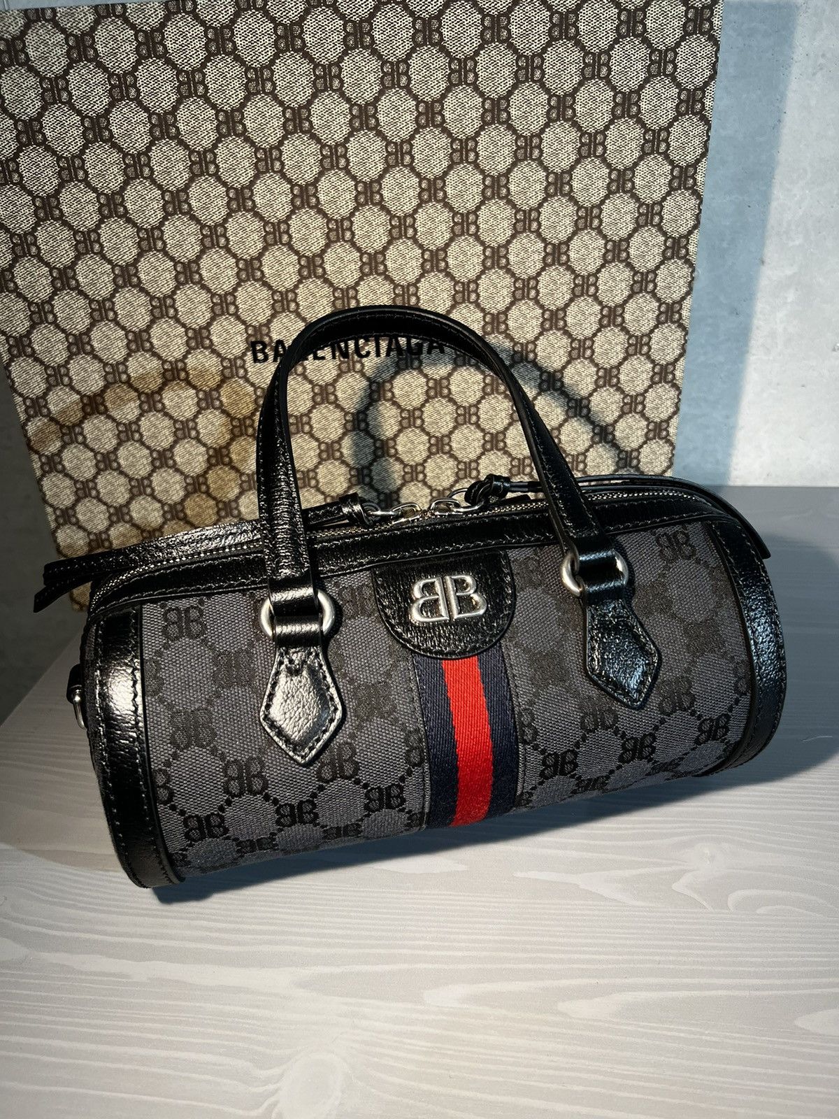 Gucci Gucci x Balenciaga Black Monogram Jacquard Canvas Hacker bag Size ONE SIZE - 1 Thumbnail