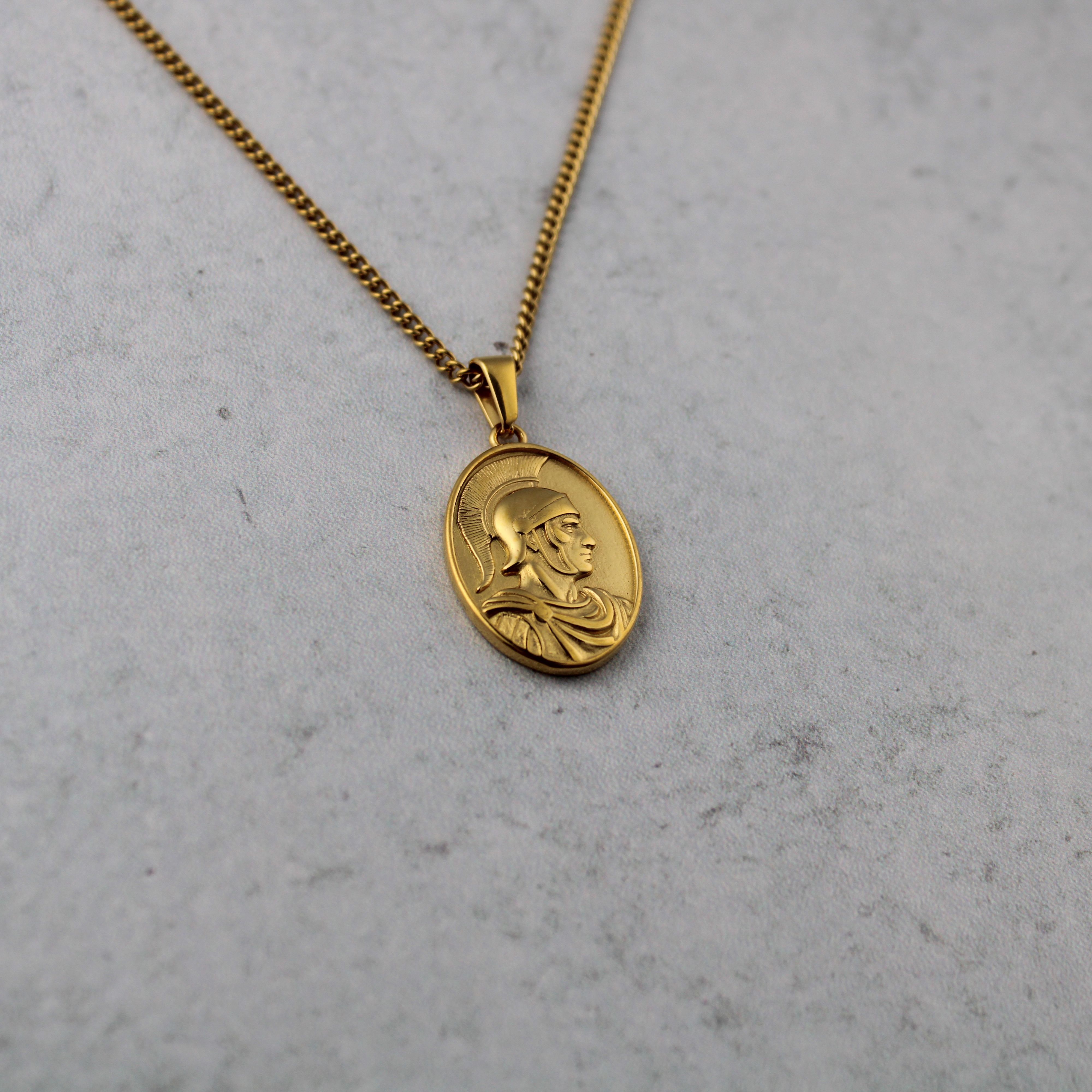 Jewelry Gold Centurion Pendant Chain Necklace Spartan Size ONE SIZE - 4 Thumbnail