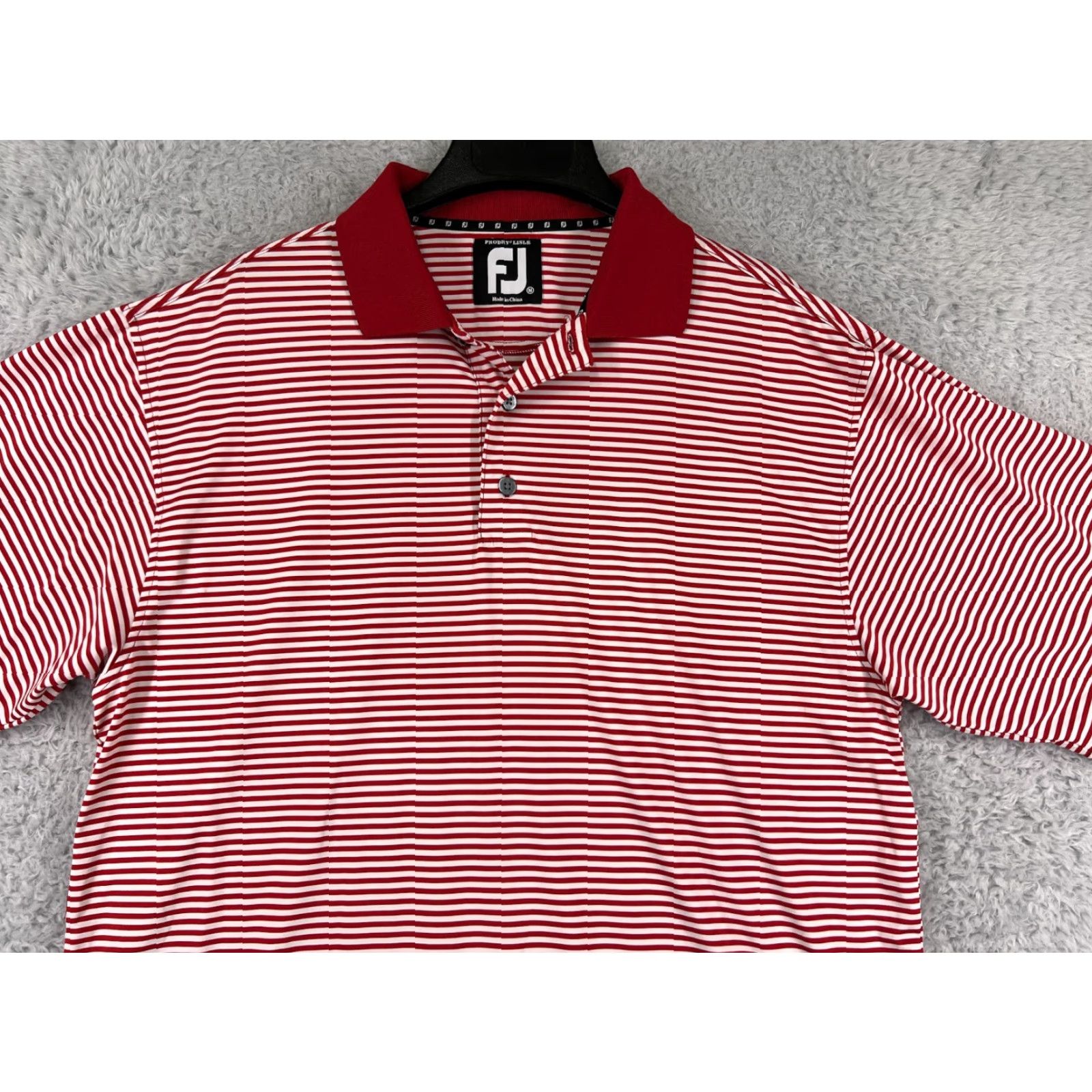 Footjoy FootJoy Polo Shirt Mens M Red White Polyester Blend Golf Lightweight Short Sleeve Size US M / EU 48-50 / 2 - 4 Thumbnail