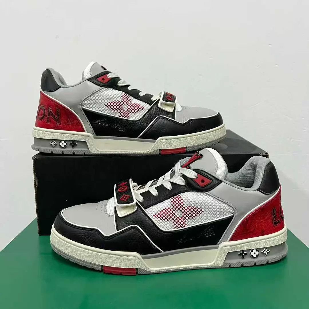 Louis Vuitton LV Trainer Black Red Velcro 43 Back Heel Wear Size US 10 / EU 43 - 4 Thumbnail