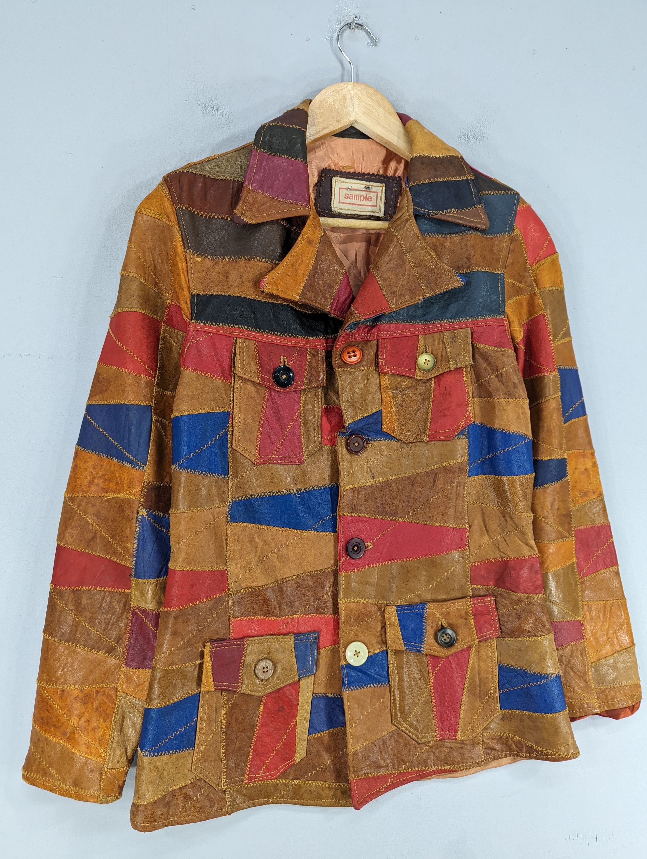 Vintage 🔥RARE🔥Vintage Unbrand Patchwork Leather Jacket Size XS / US 0-2 / IT 36-38 - 2 Thumbnail