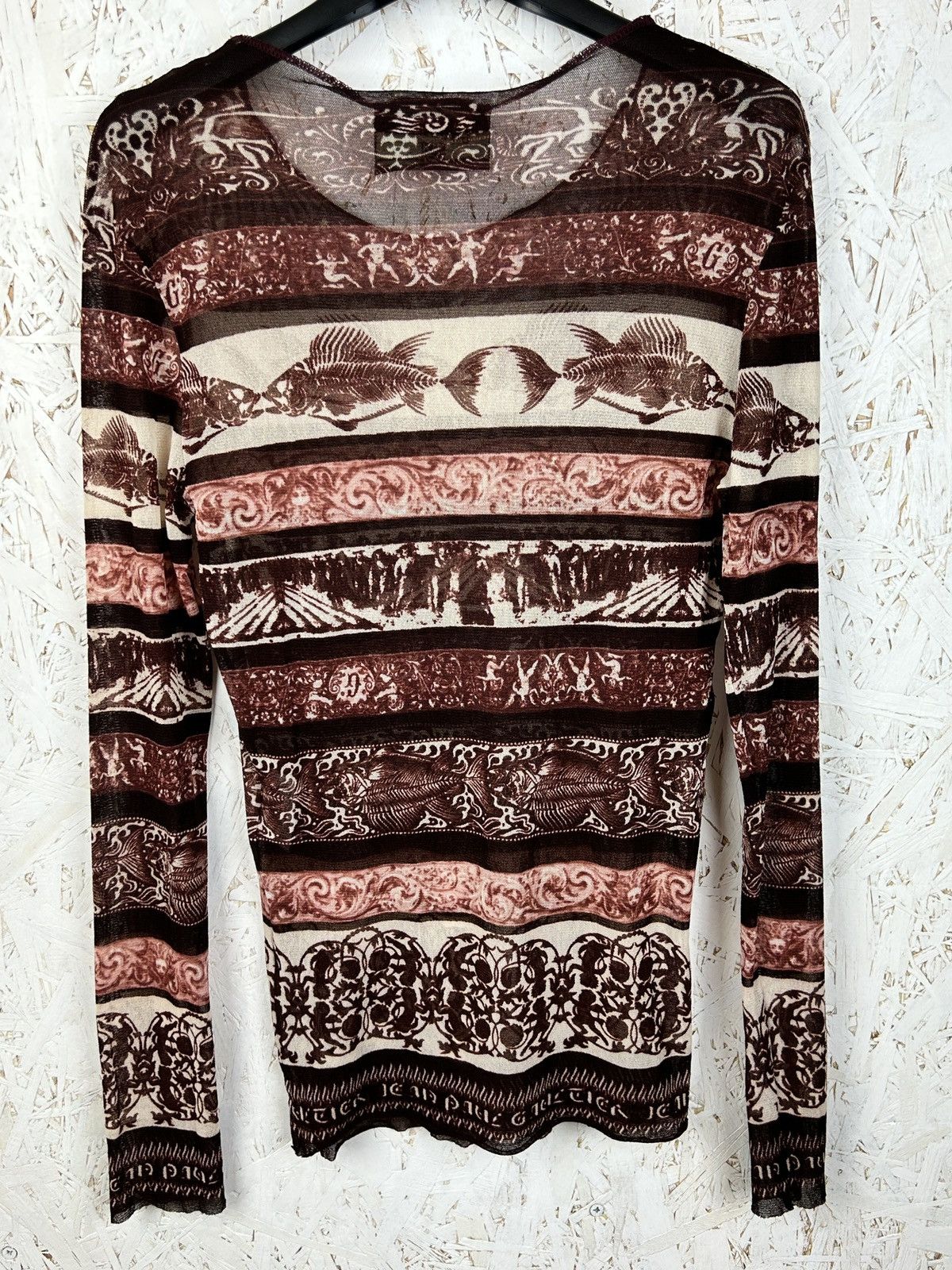 Jean Paul Gaultier Vintage Jean Paul Gaultier Tattoo Print Maille Mesh Top LS Size L / US 10 / IT 46 - 5 Thumbnail