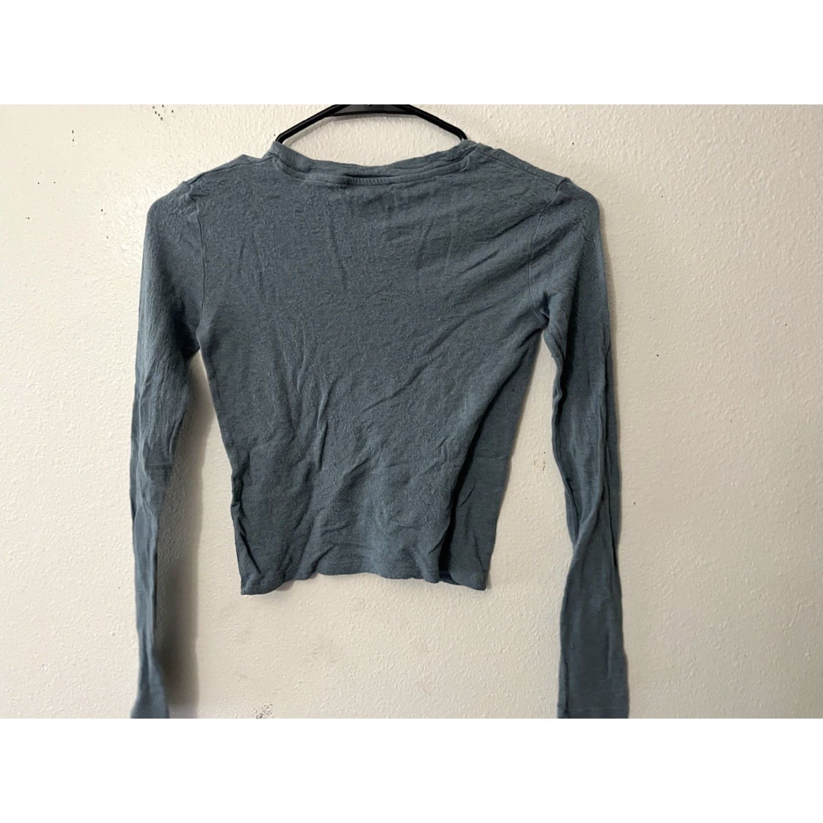 Zara Zara Blue Knit Cropped Long Sleeve Shirt Scoop Neck Shoulder Pads Size S Size S / US 4 / IT 40 - 3 Thumbnail