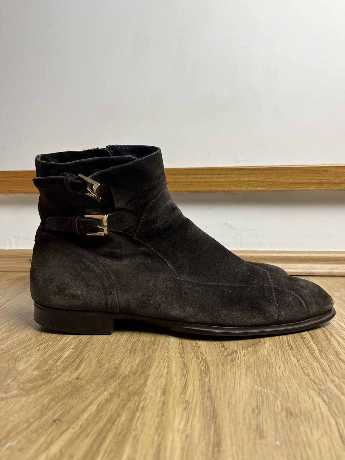 Japanese Brand Cesare Paciotti Men’s Brown Suede Strap Ankle Boots Size US 10 / EU 43 - 1 Thumbnail