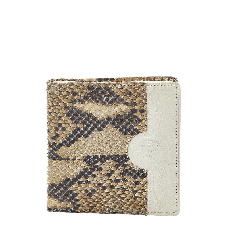 Versace Versace Medusa Python Leather Wallet Leather Short Wallet Duty Free For Usa in Brown, Women's