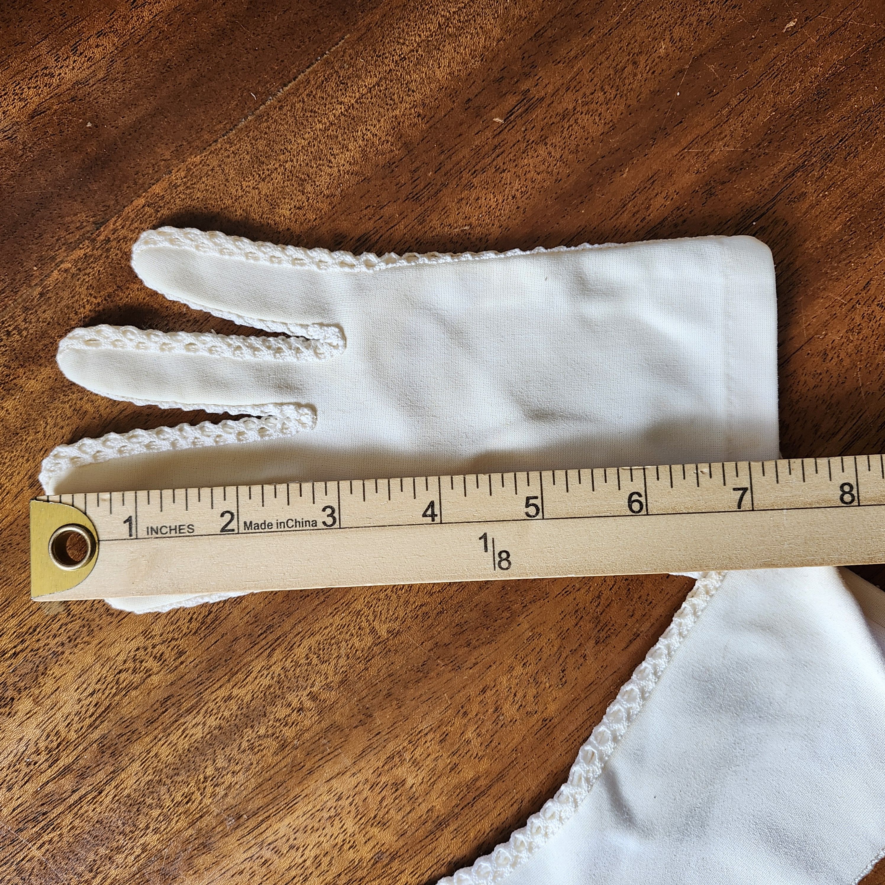 Other Vintage Cream White Short Gloves Crochet Trim Womens Formal Size ONE SIZE - 6 Thumbnail