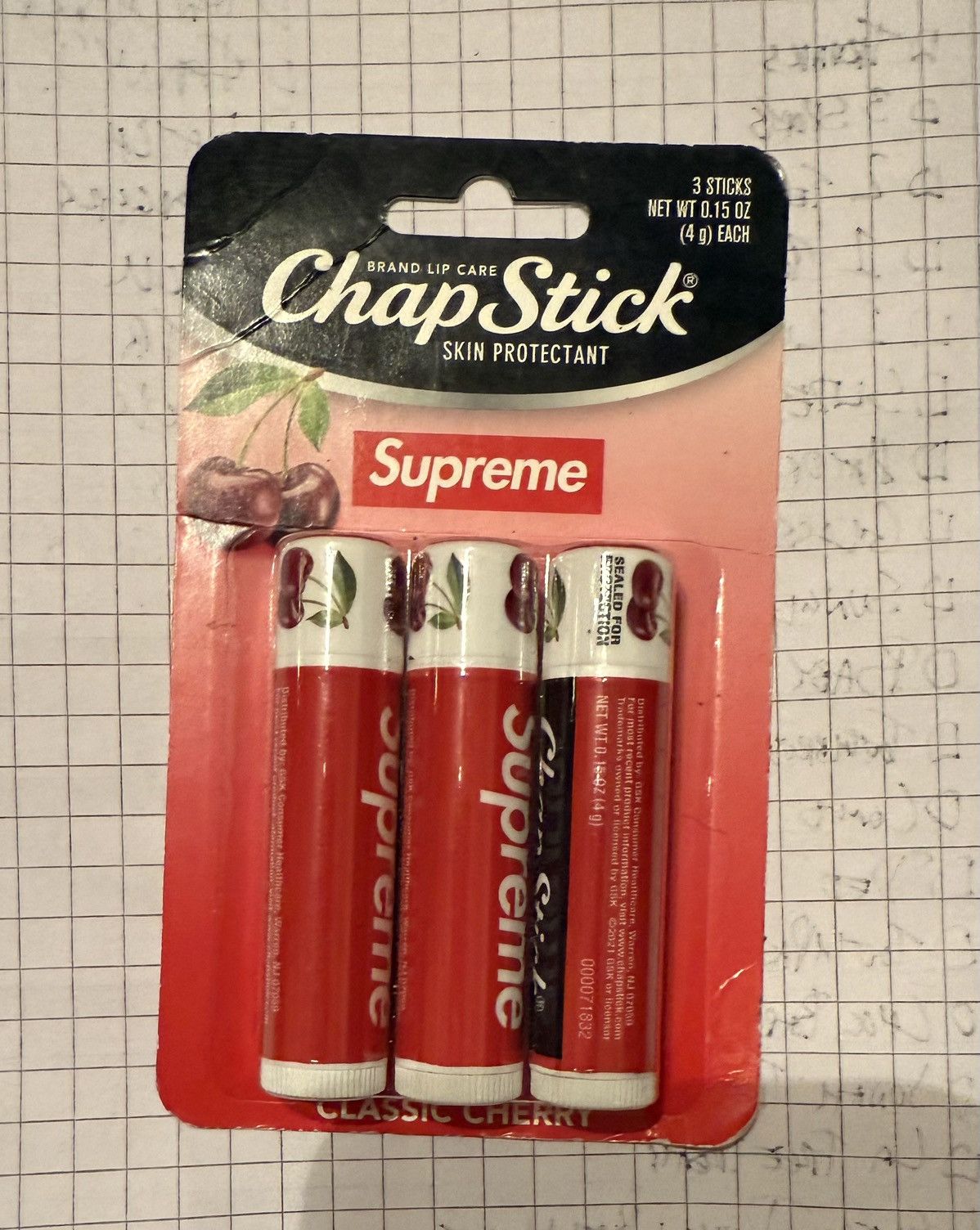 Supreme Supreme ChapStick (3 Pack) Classic Cherry Flavor Lip Balm Size ONE SIZE - 4 Thumbnail