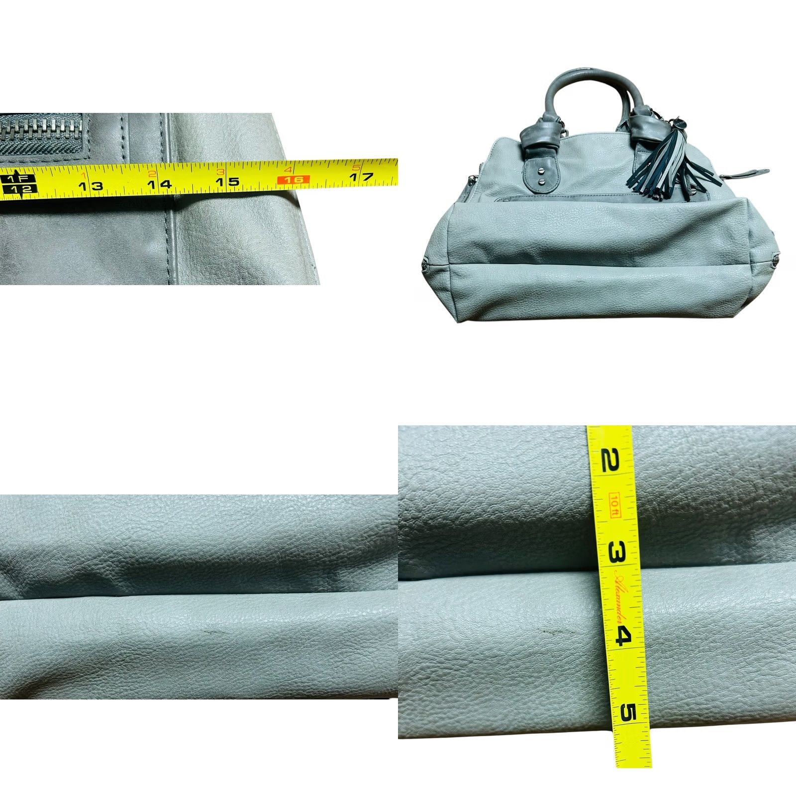 Steve Madden Steve Madden Women's Gray Leather Large Purse Shoulder Handbag Tote Tassel Read Size ONE SIZE - 8 Thumbnail